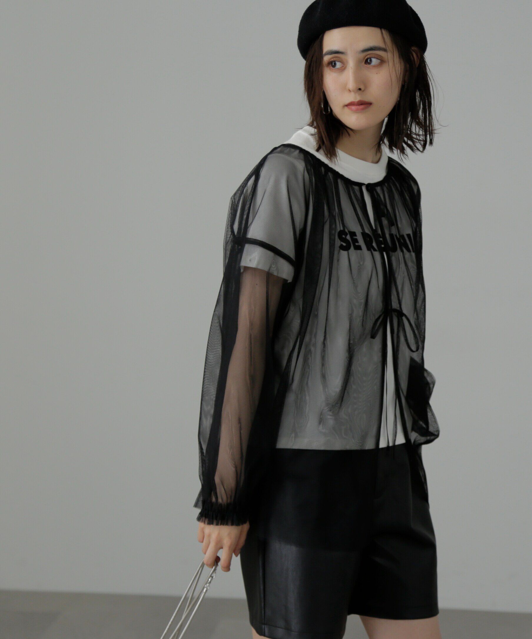  「チュール前後2Wayオーバーブラウス」|シャツ・ブラウス|