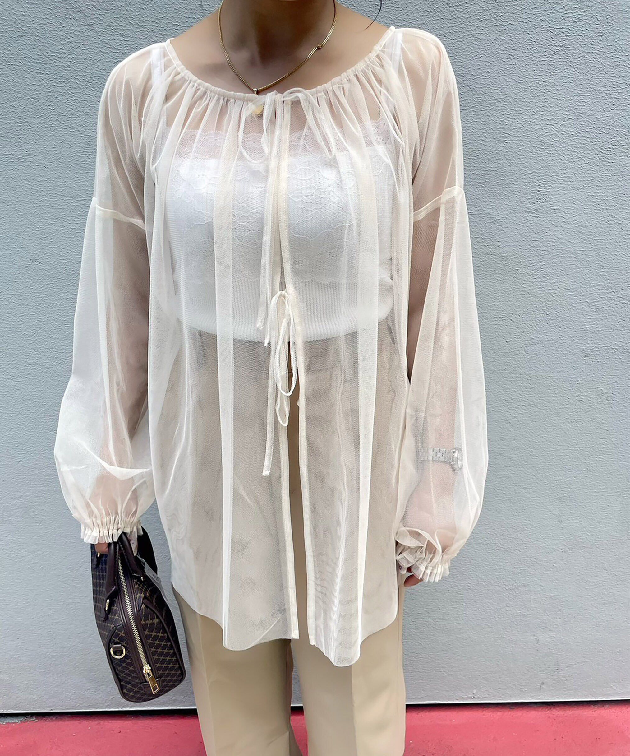  「チュール前後2Wayオーバーブラウス」|シャツ・ブラウス|オフ