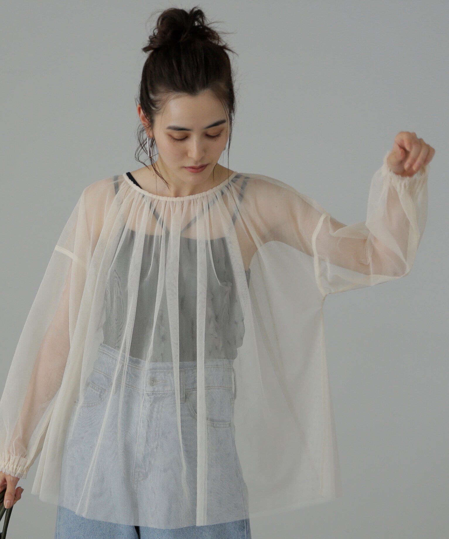  「チュール前後2Wayオーバーブラウス」|シャツ・ブラウス|