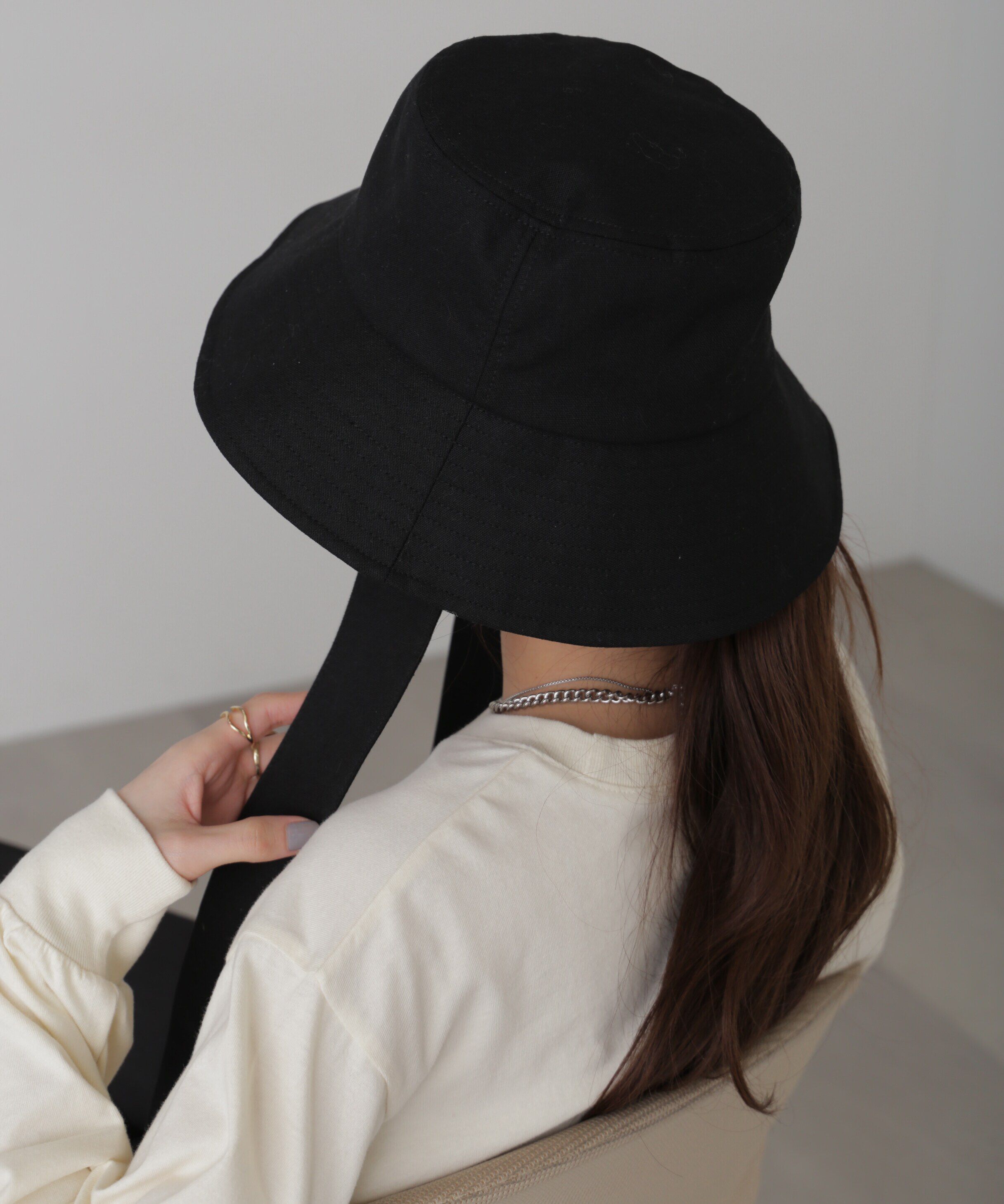  「リボン付きリネンライクバケット」|ソックス|