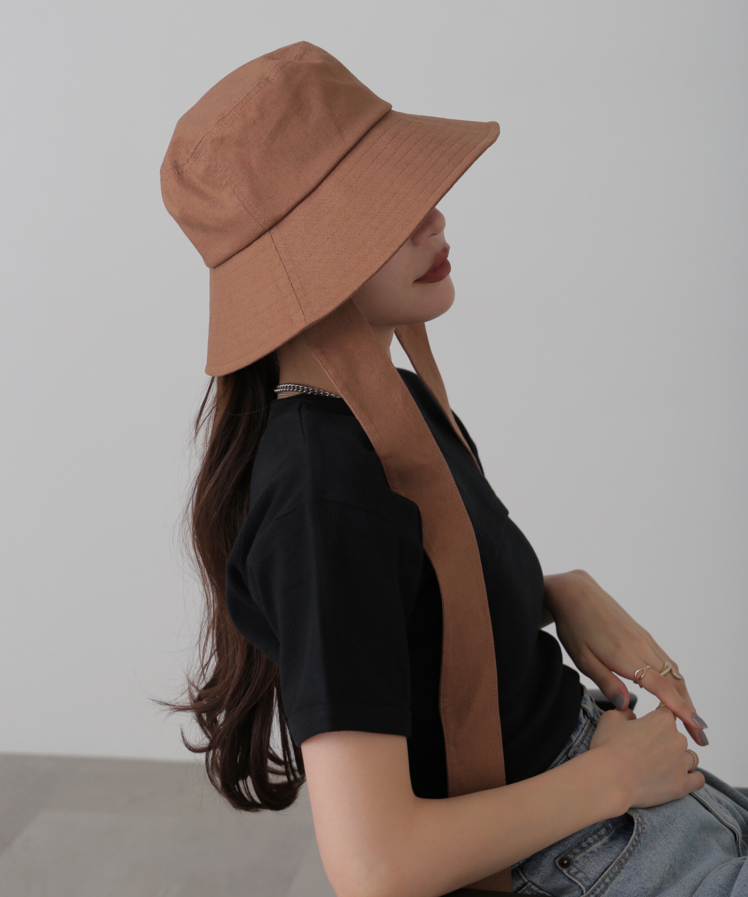  「リボン付きリネンライクバケット」|ソックス|