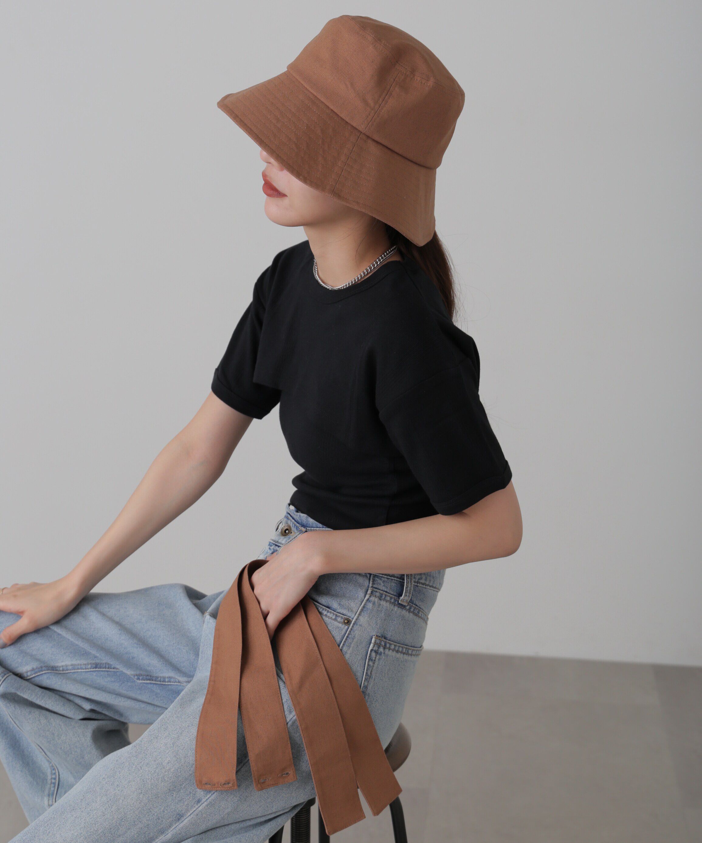  「リボン付きリネンライクバケット」|ソックス|