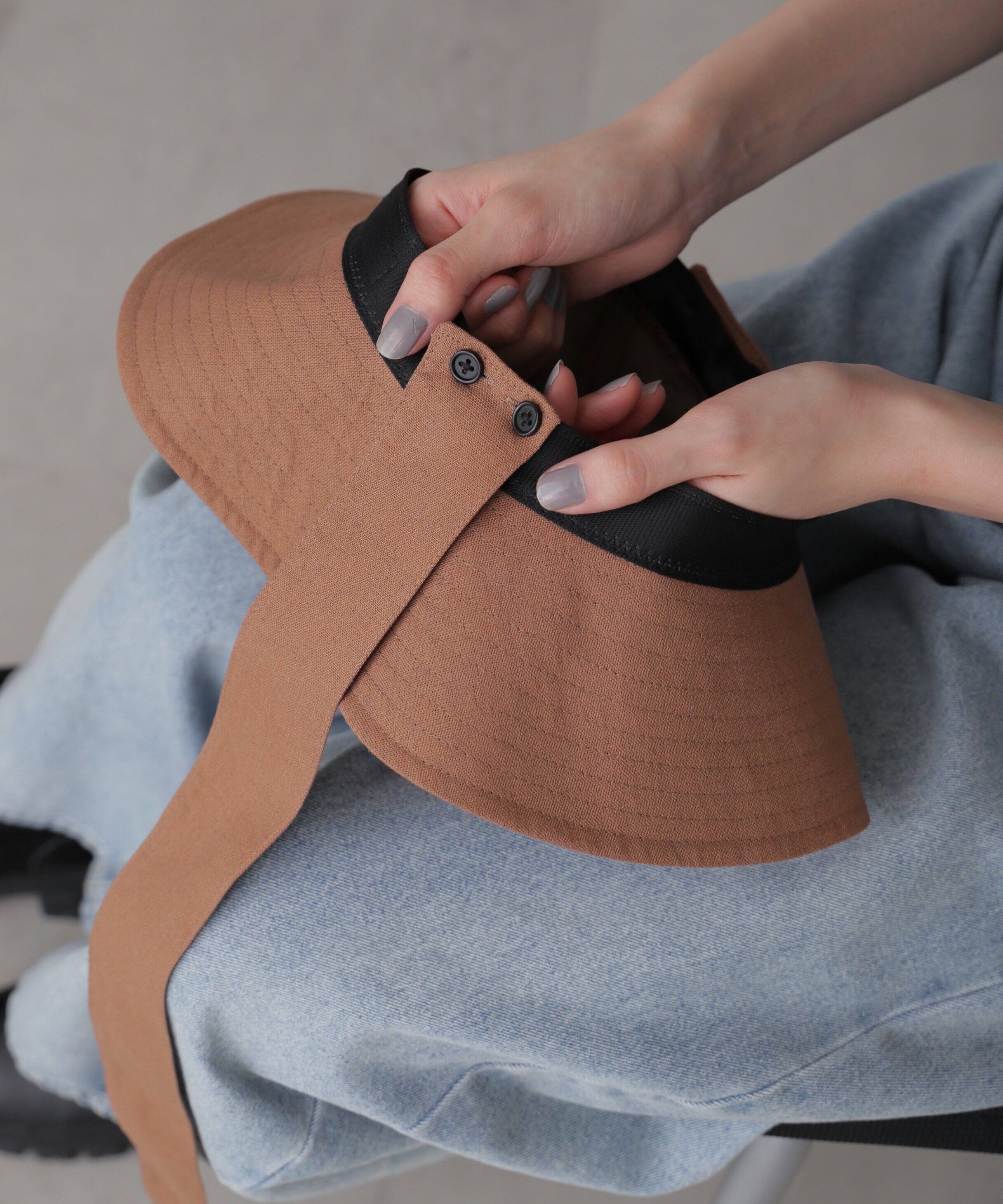  「リボン付きリネンライクバケット」|ソックス|