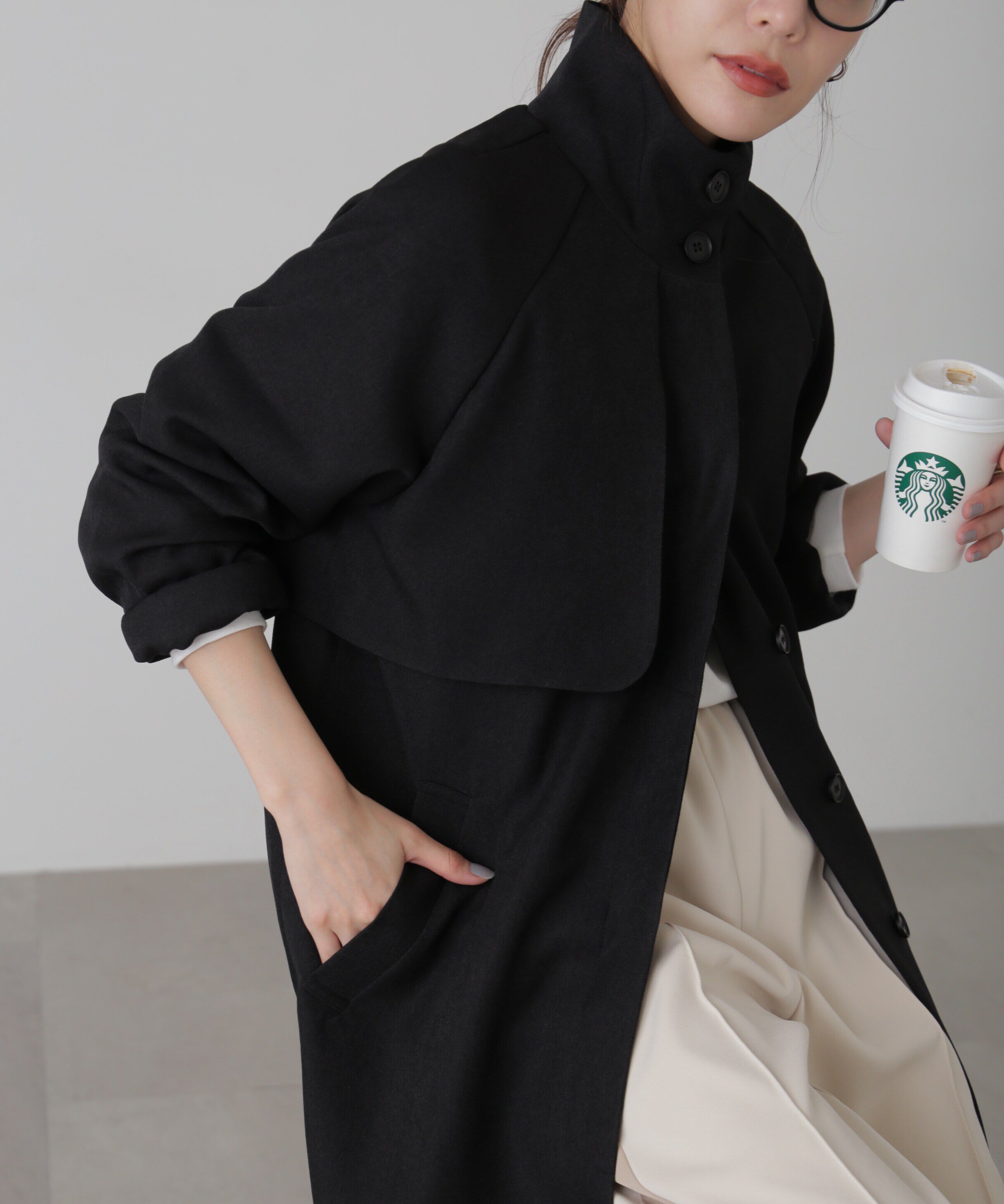  「ポリエステルツイルスタンドネックコート」|その他|