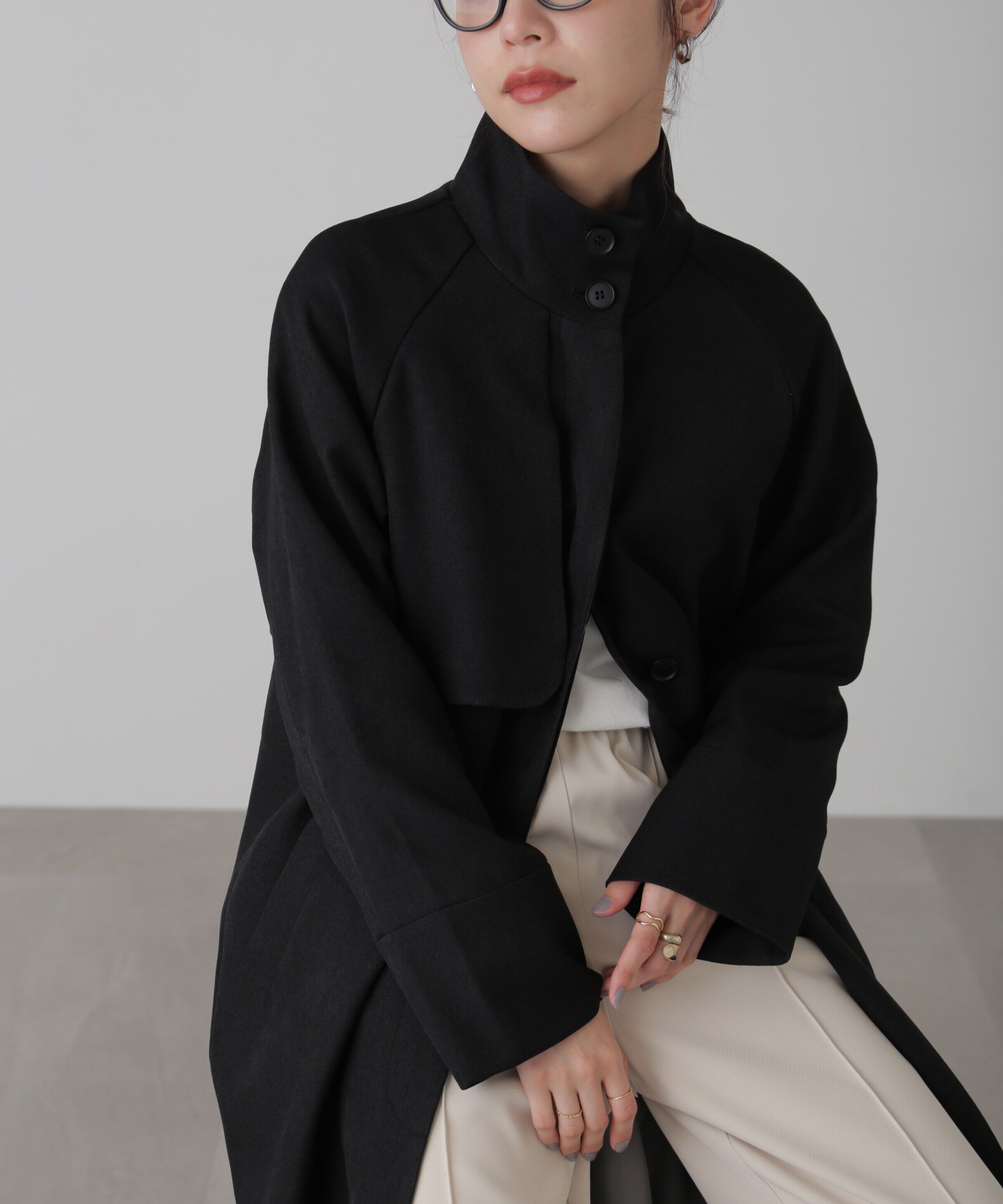  「ポリエステルツイルスタンドネックコート」|その他|