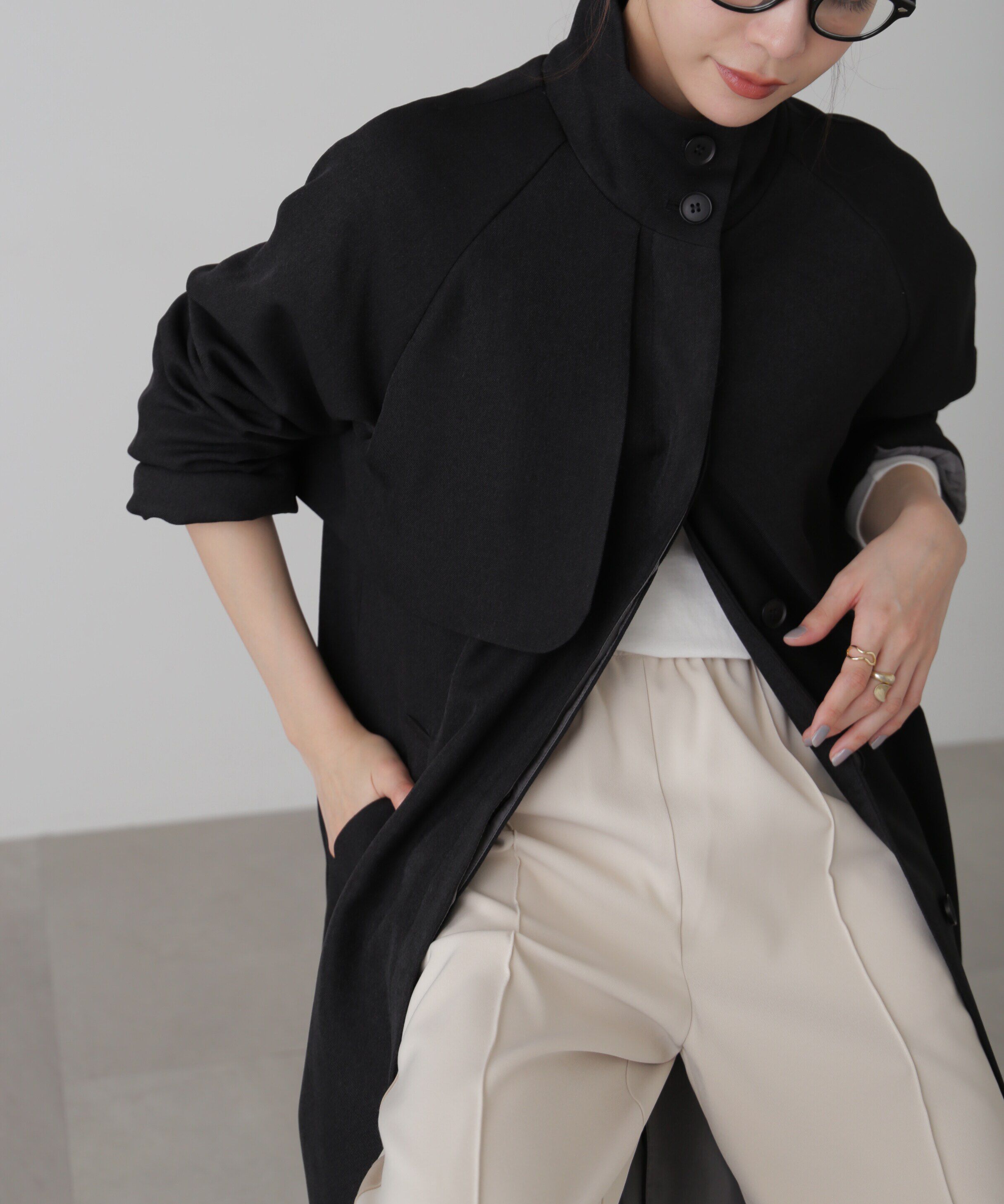  「ポリエステルツイルスタンドネックコート」|その他|