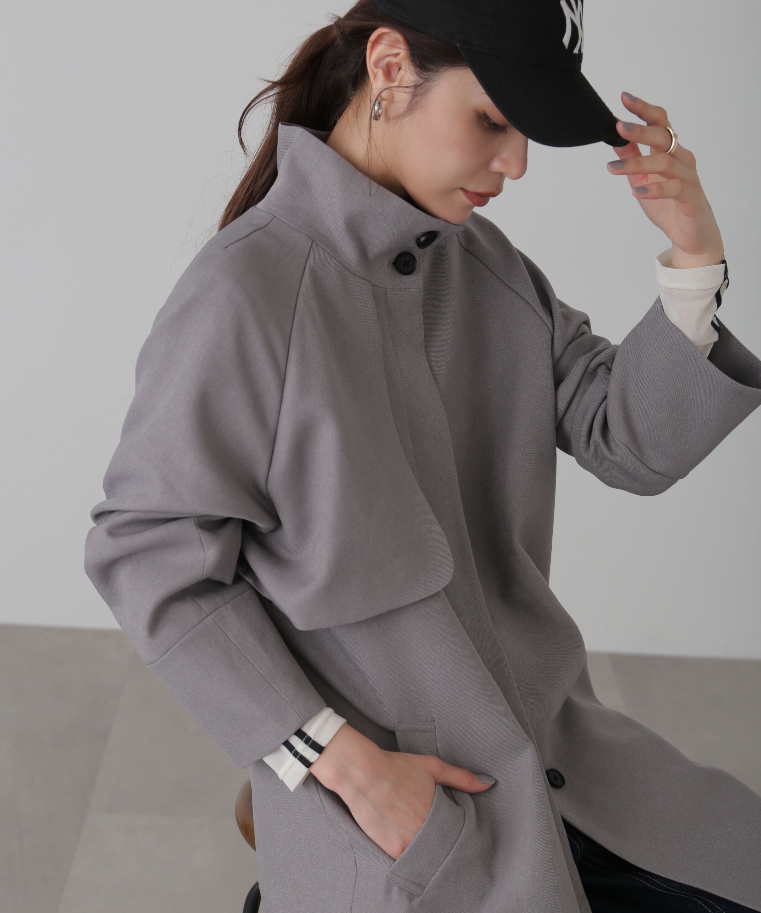  「ポリエステルツイルスタンドネックコート」|その他|