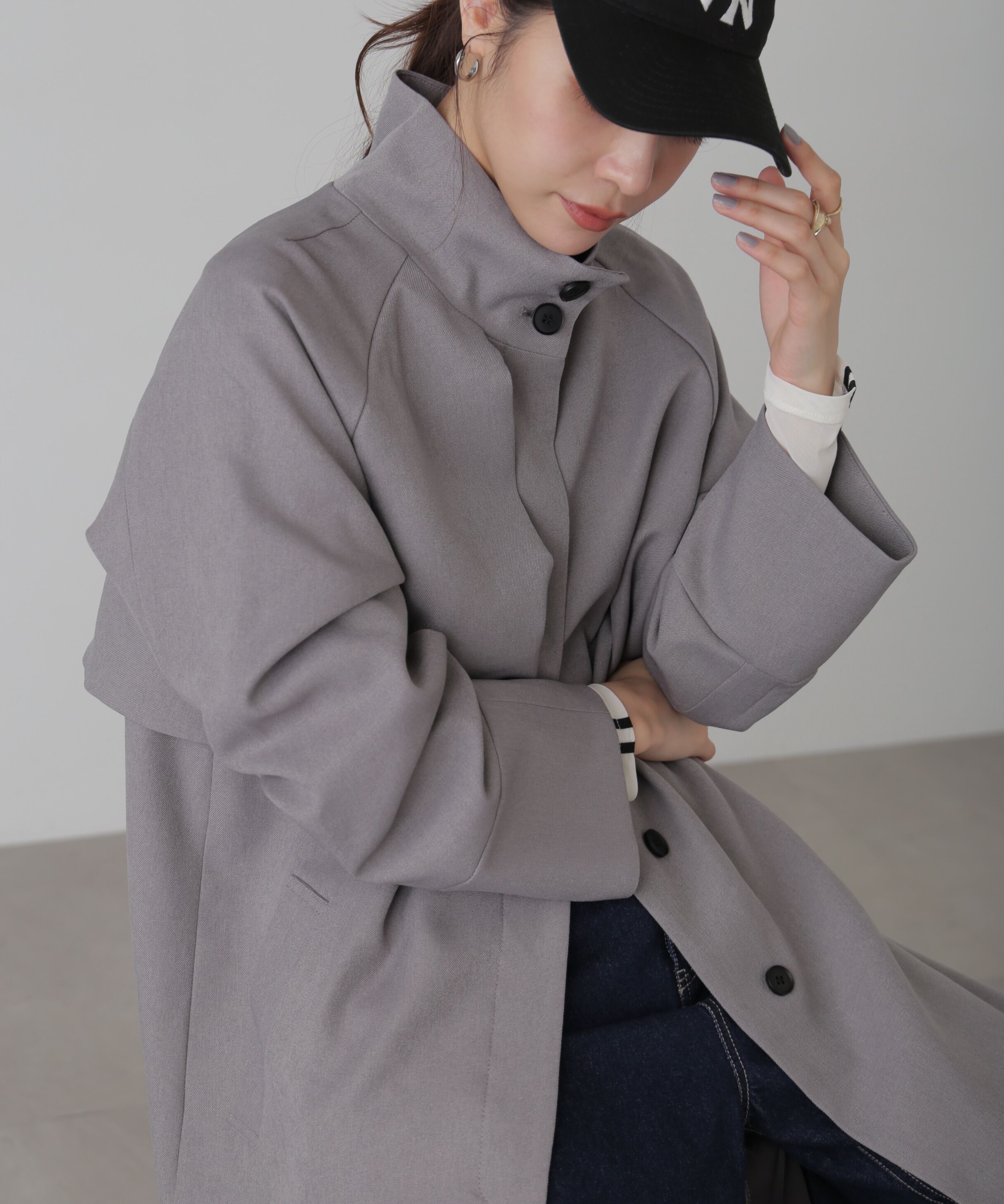  「ポリエステルツイルスタンドネックコート」|その他|