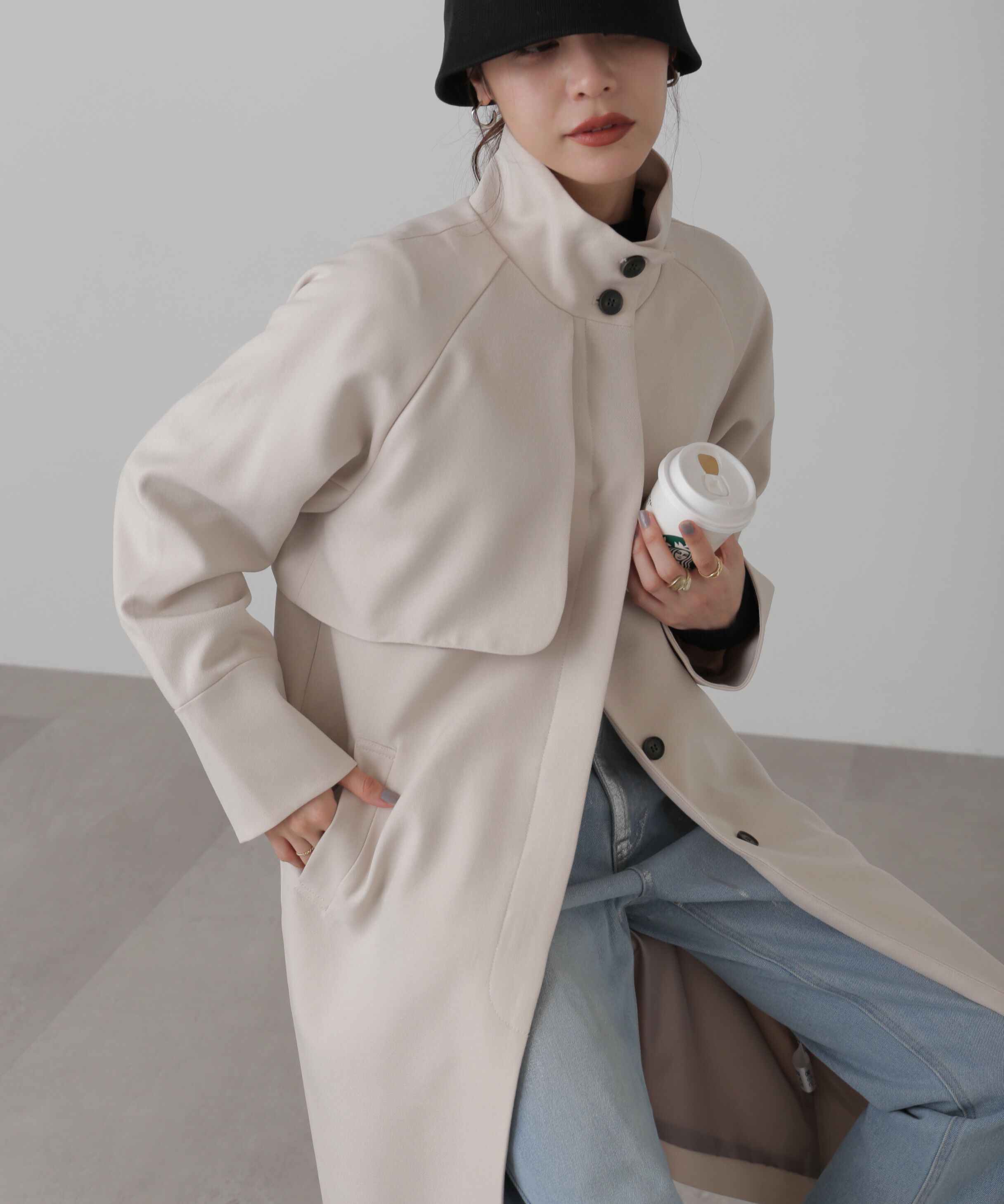  「ポリエステルツイルスタンドネックコート」|その他|