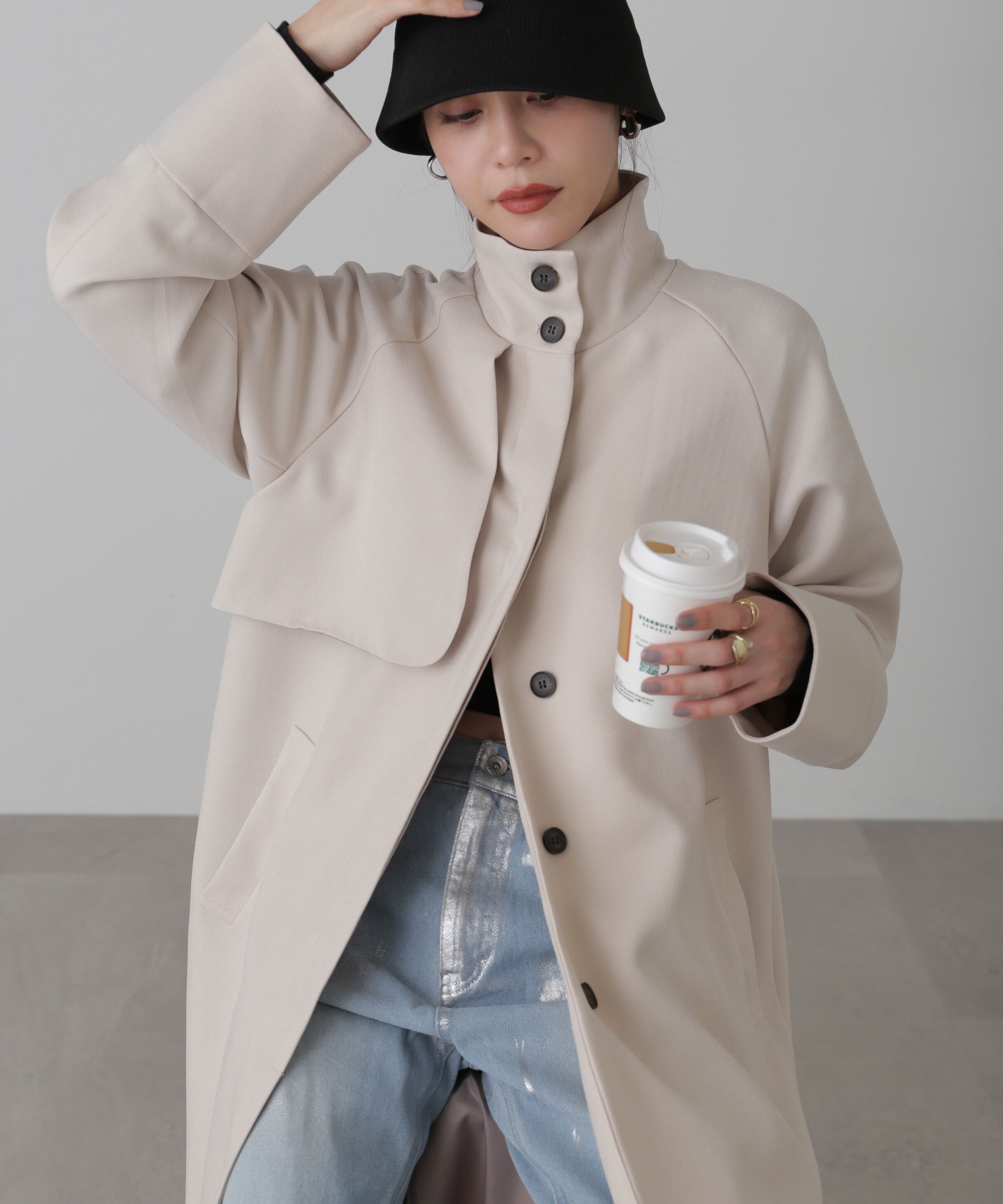  「ポリエステルツイルスタンドネックコート」|その他|