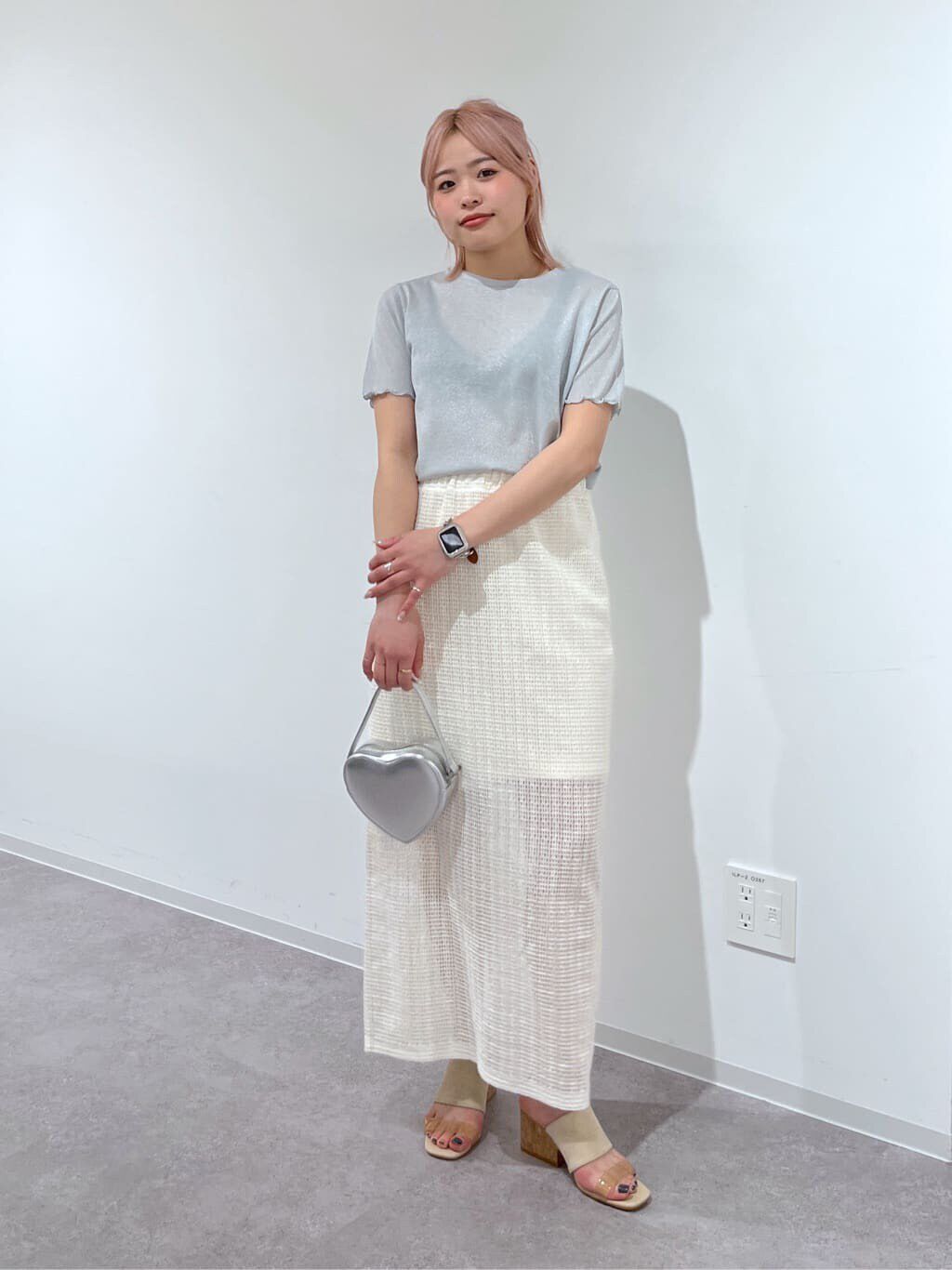  「ラメシアークルーネック半袖カットソー」|Tシャツ・カットソー|