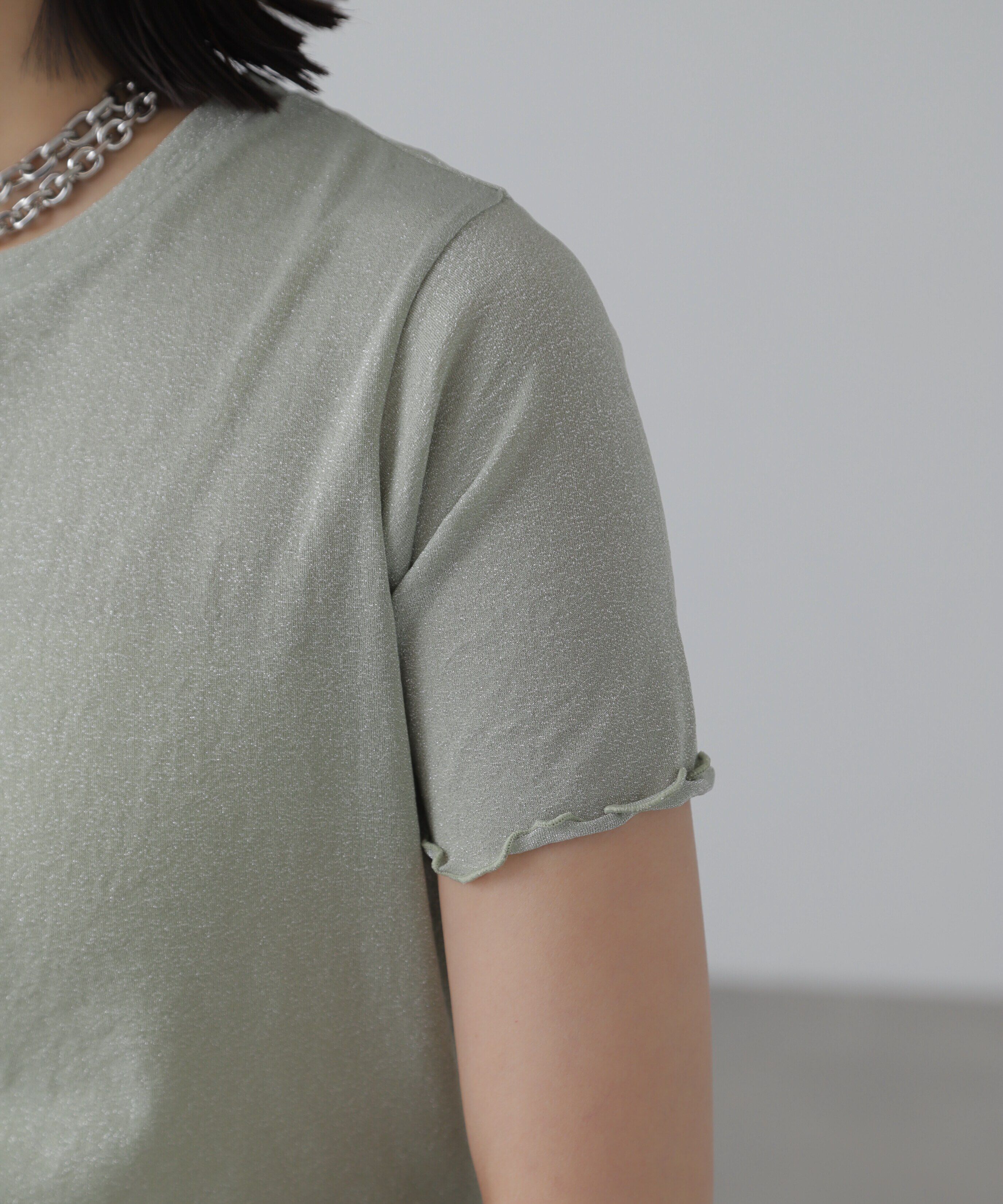  「ラメシアークルーネック半袖カットソー」|Tシャツ・カットソー|