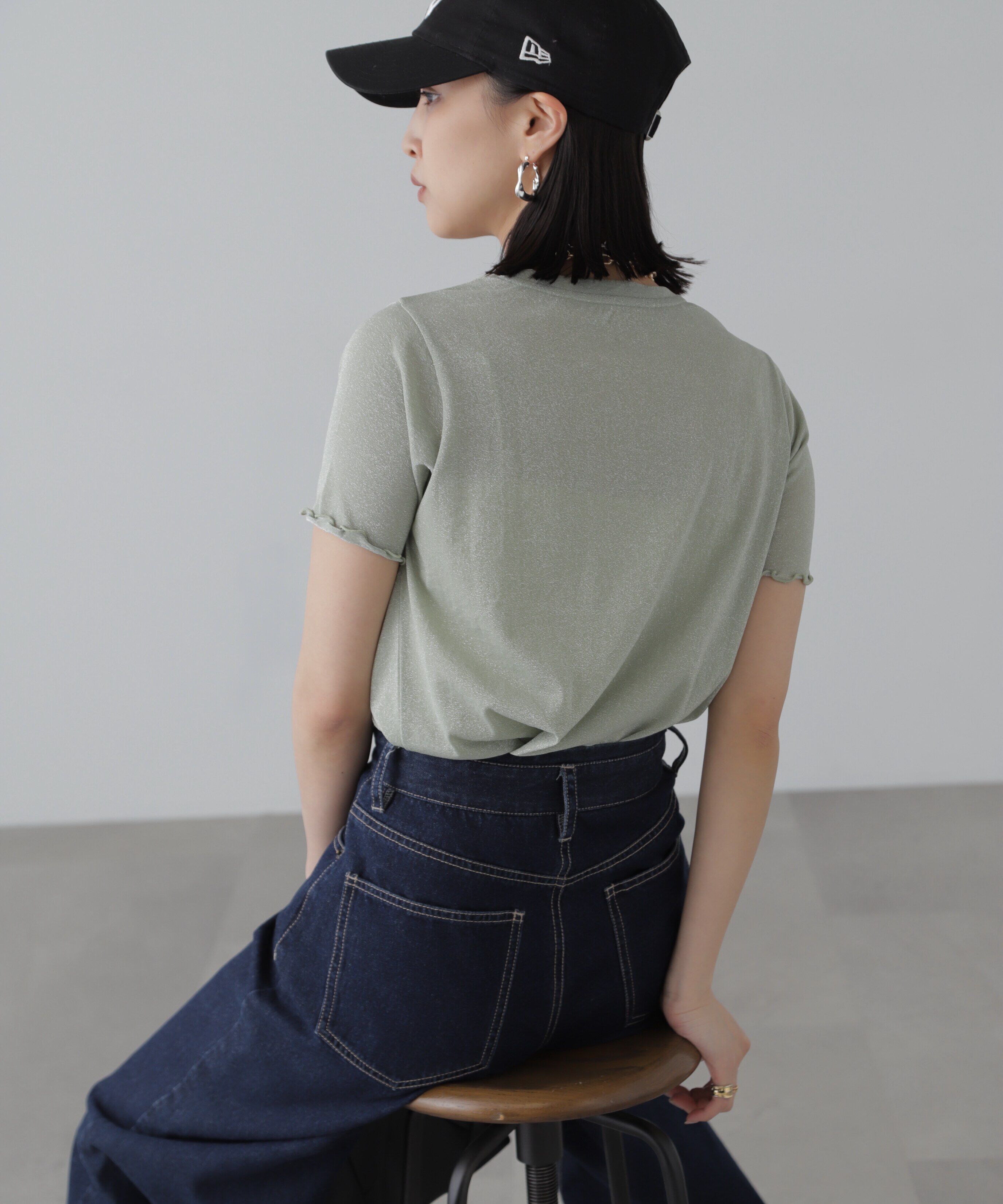  「ラメシアークルーネック半袖カットソー」|Tシャツ・カットソー|