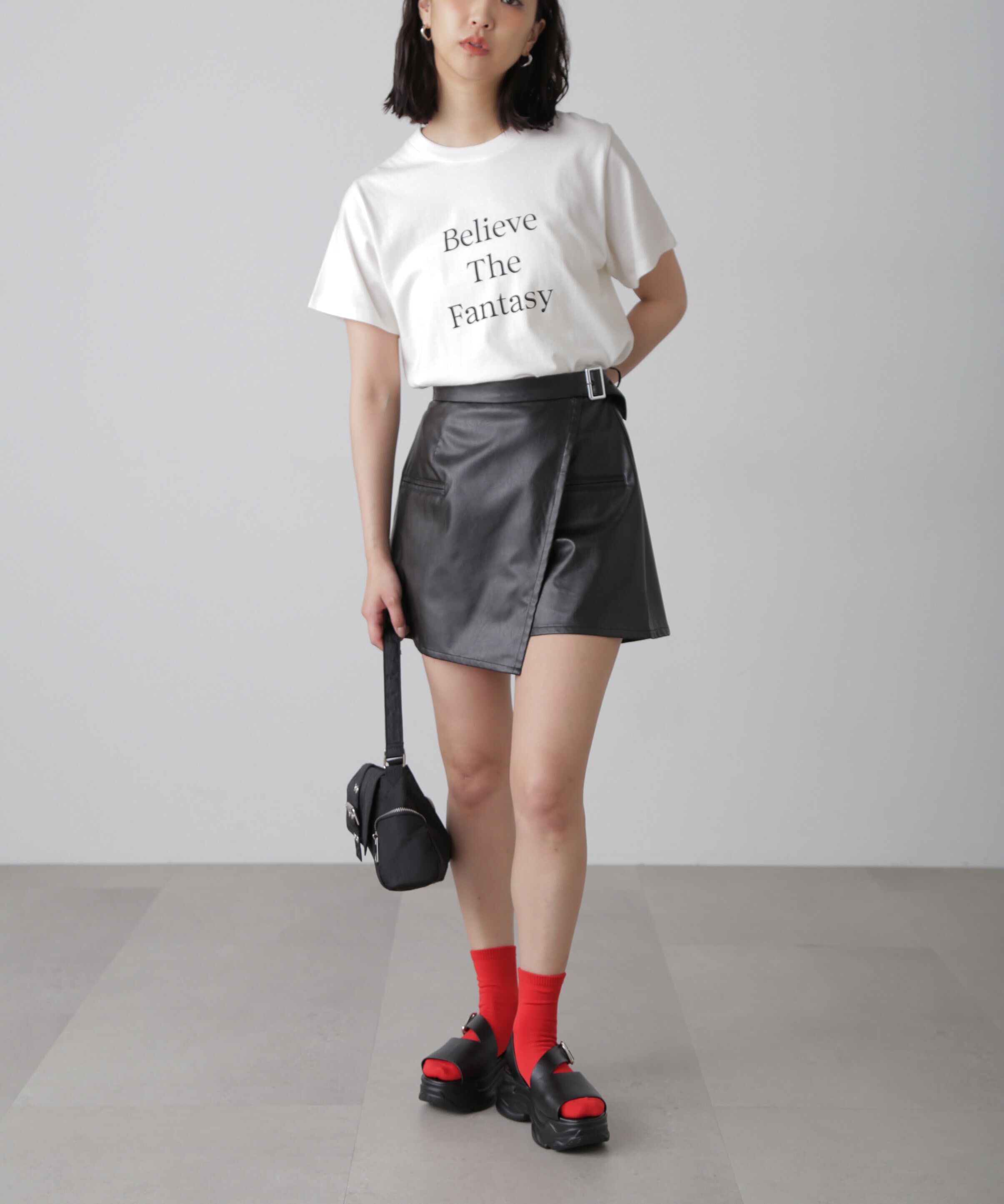  「フェイクレザーミニスカパン」|スカート|