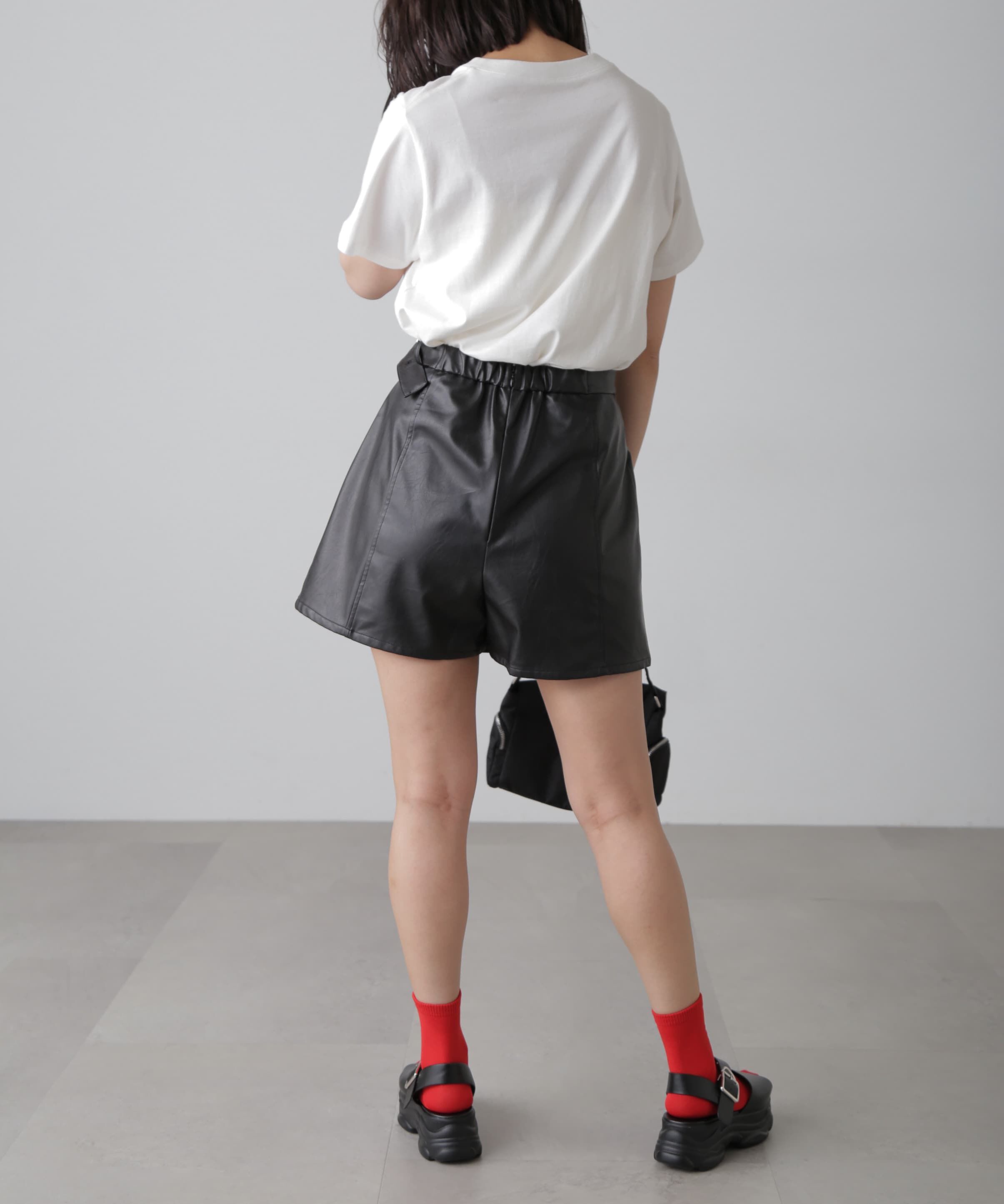  「フェイクレザーミニスカパン」|スカート|