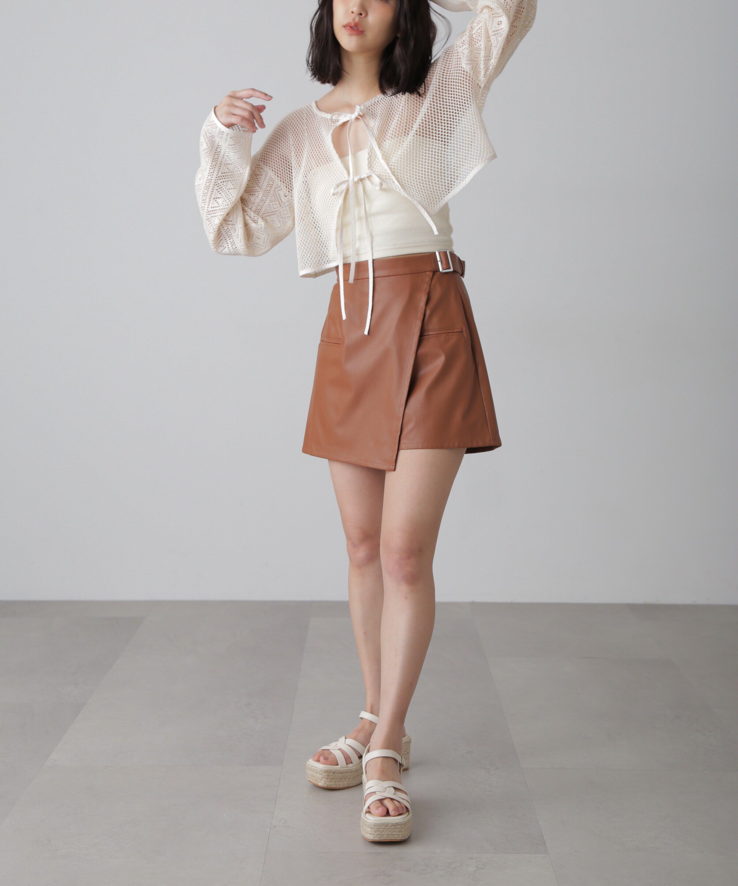  「フェイクレザーミニスカパン」|スカート|