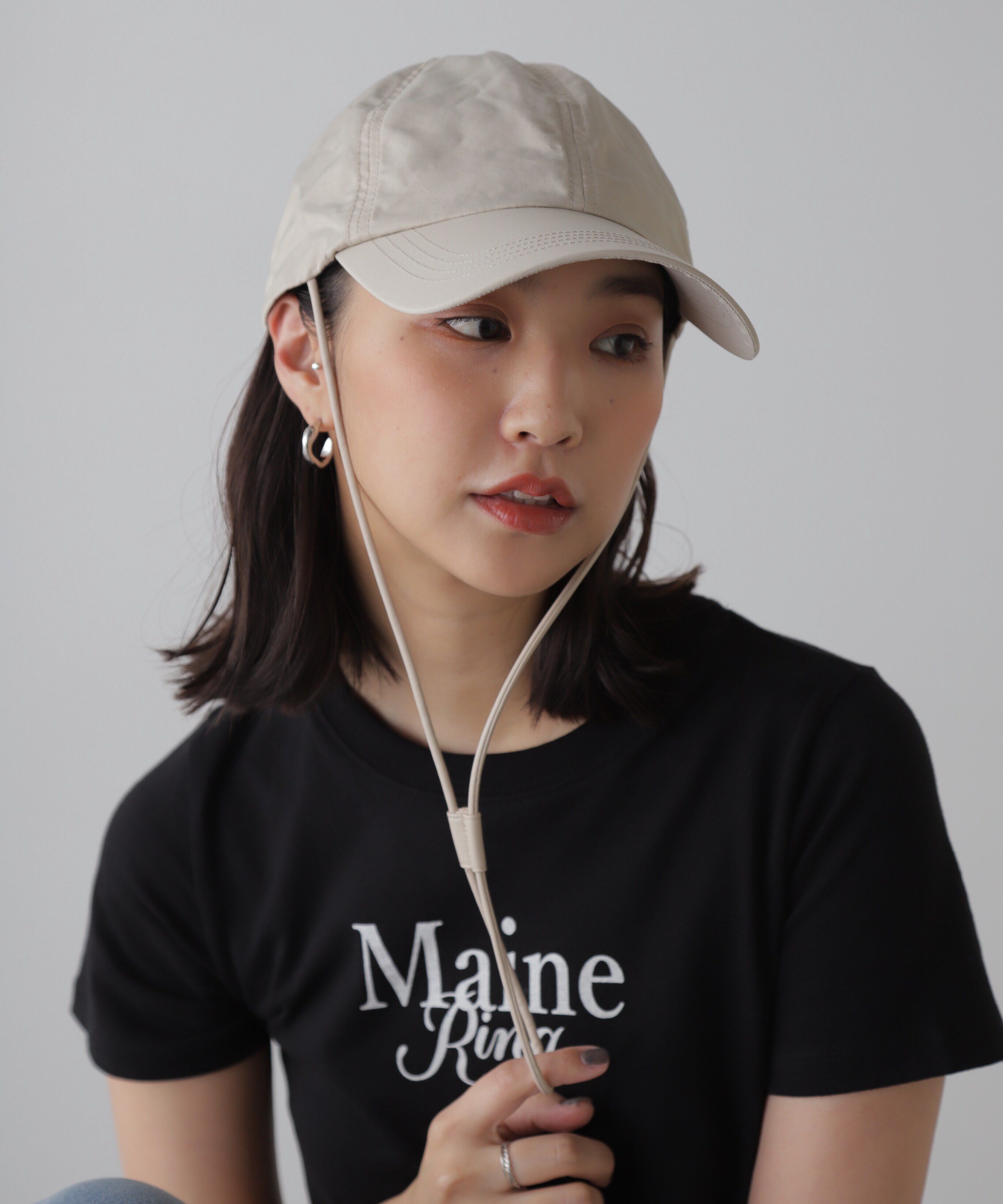  「紐付きキャップ」|ソックス|ナチュラル