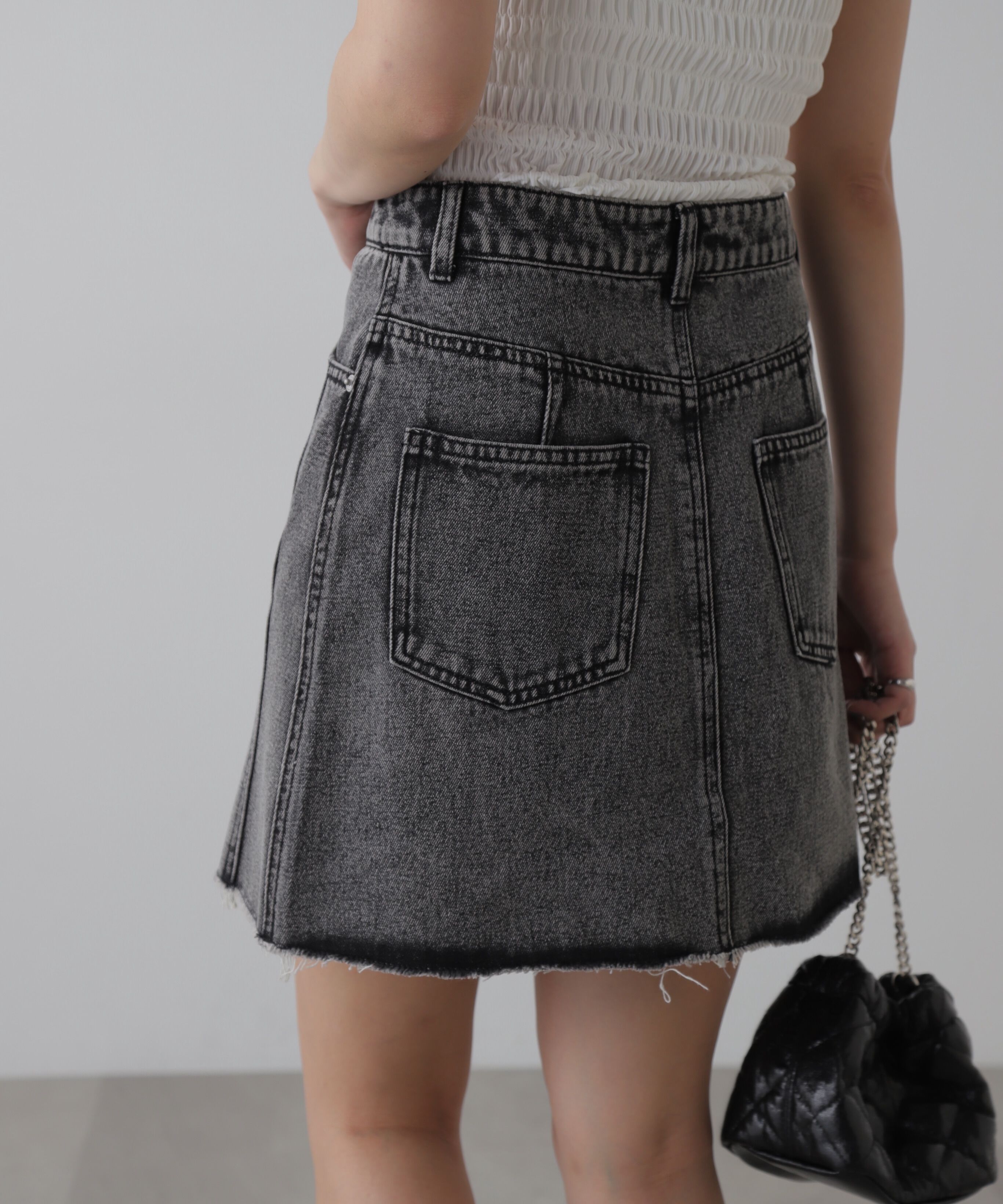  「［レイヤード可］デニムラップミニスカート」|スカート|