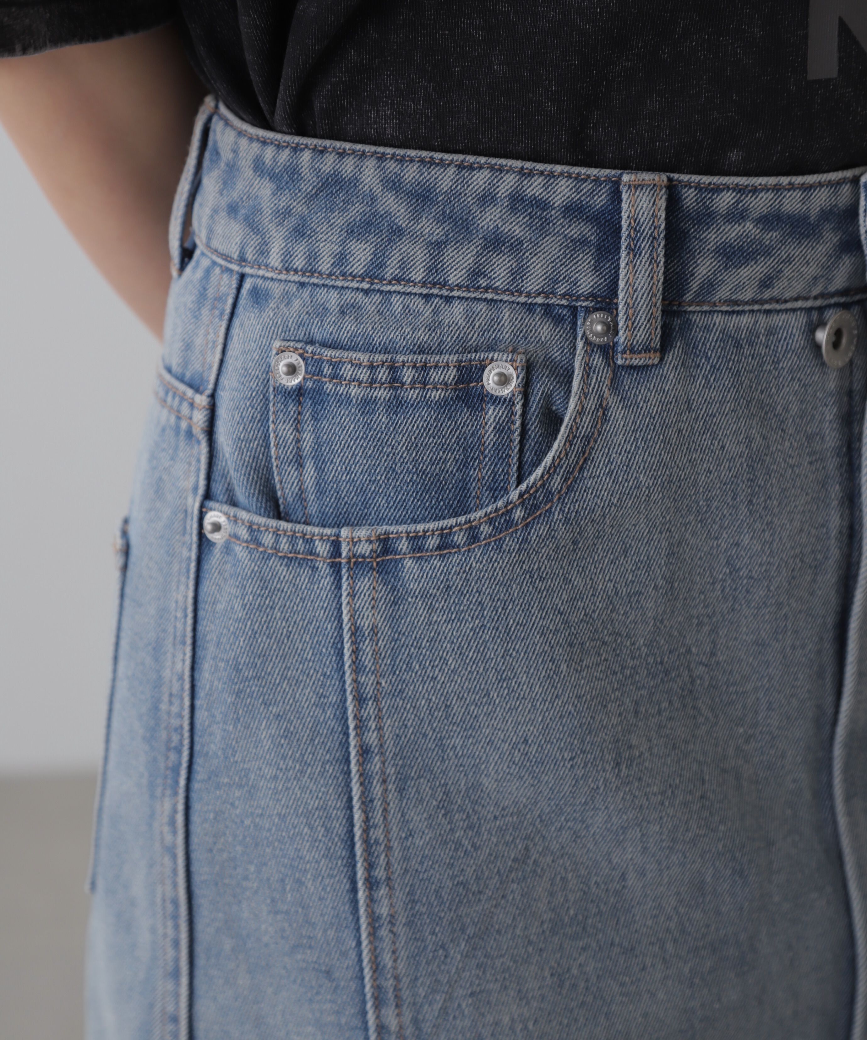  「［レイヤード可］デニムラップミニスカート」|スカート|