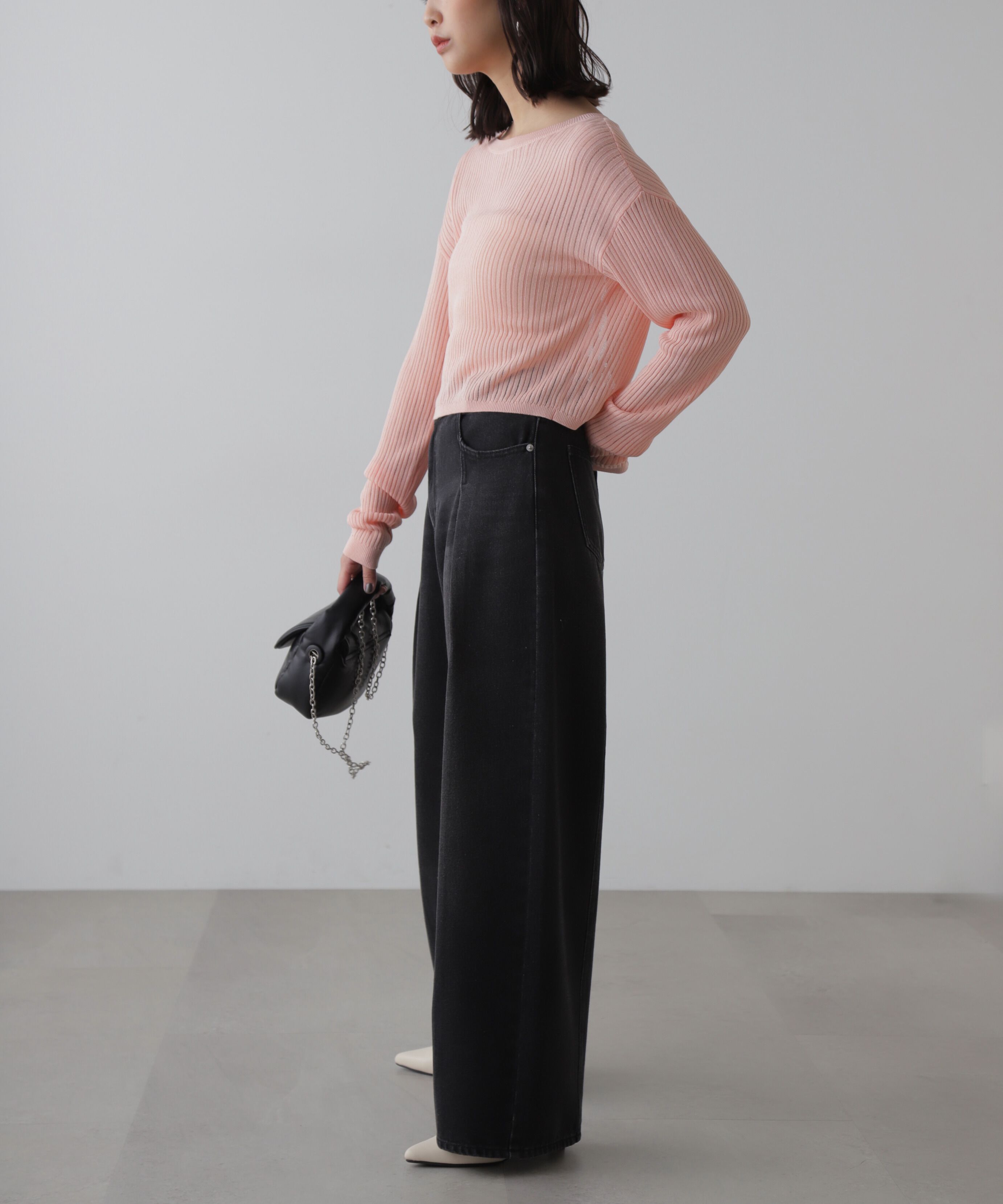  「アシメベルトタックワイドデニムパンツ」|その他|