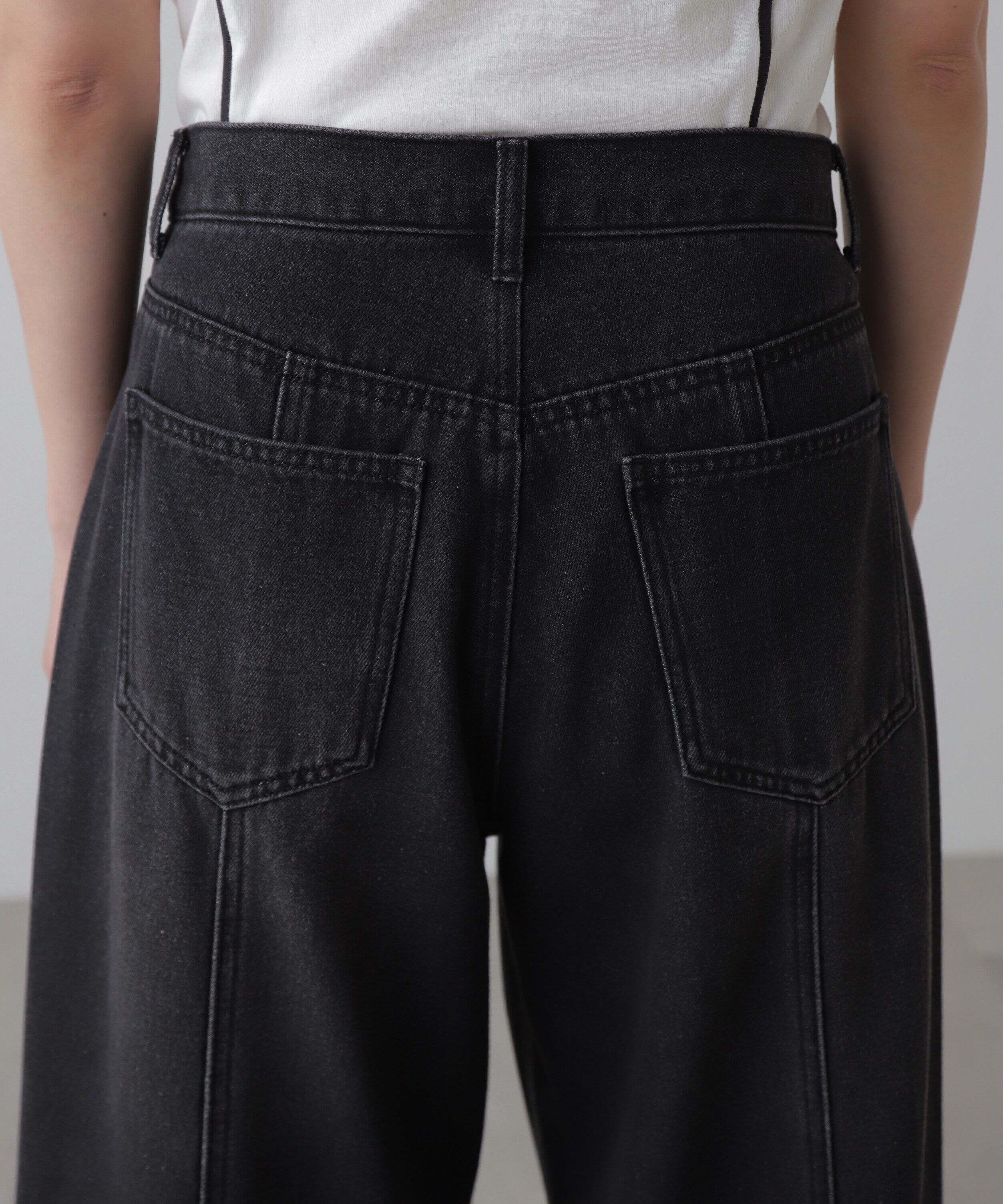  「アシメベルトタックワイドデニムパンツ」|その他|