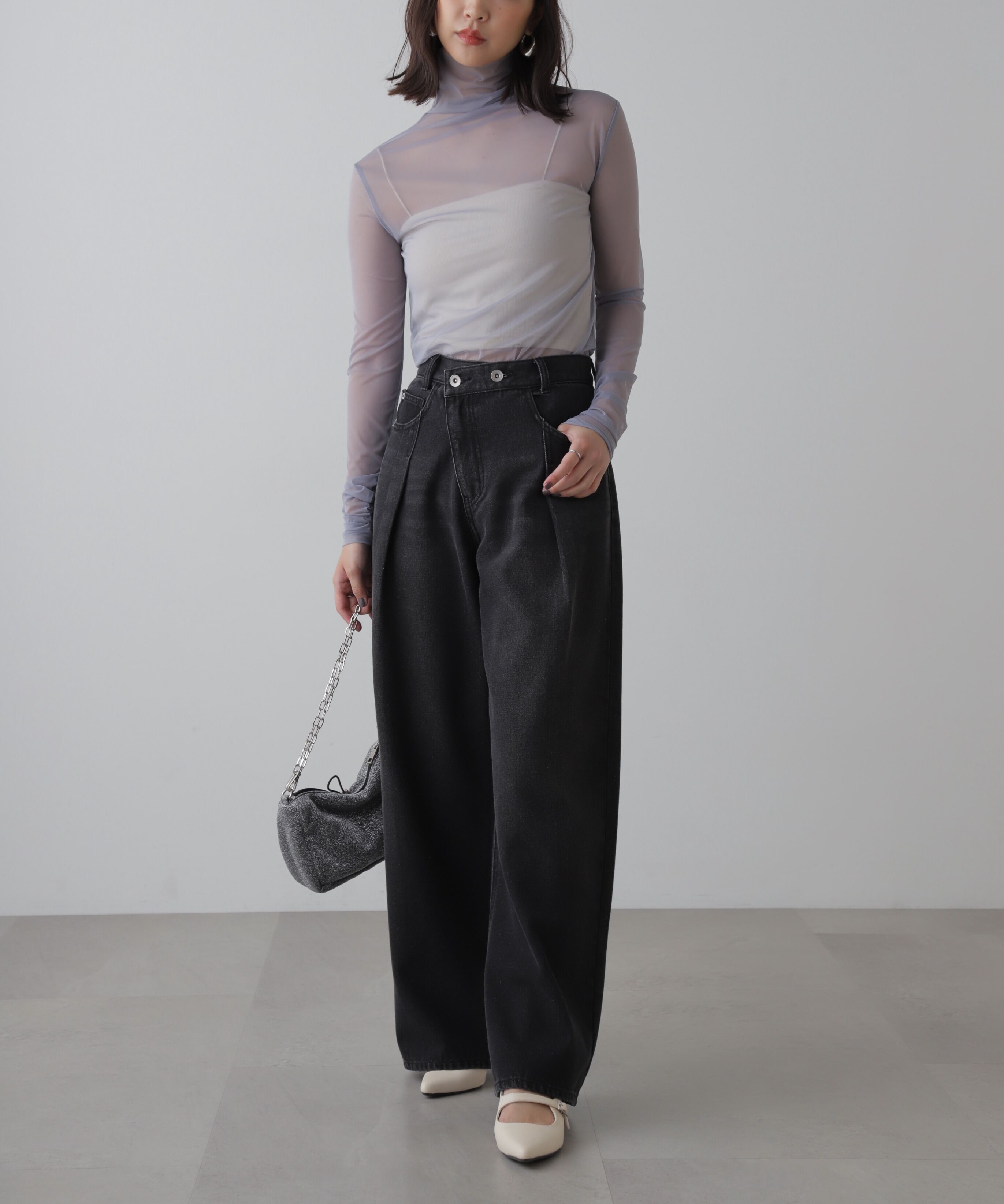  「アシメベルトタックワイドデニムパンツ」|その他|