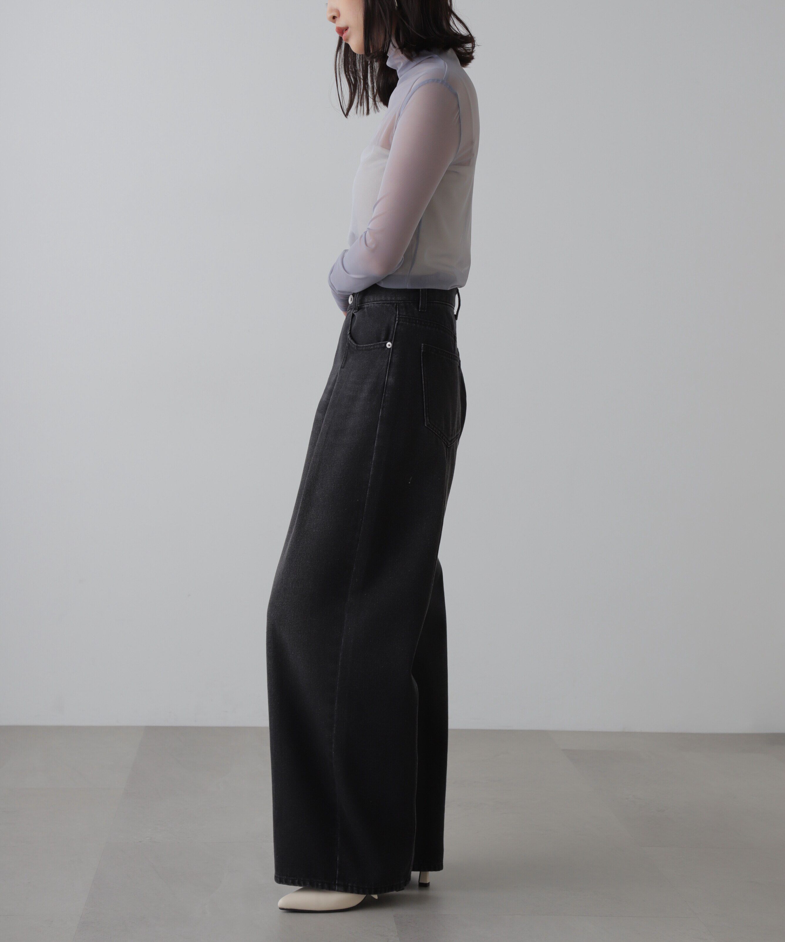  「アシメベルトタックワイドデニムパンツ」|その他|