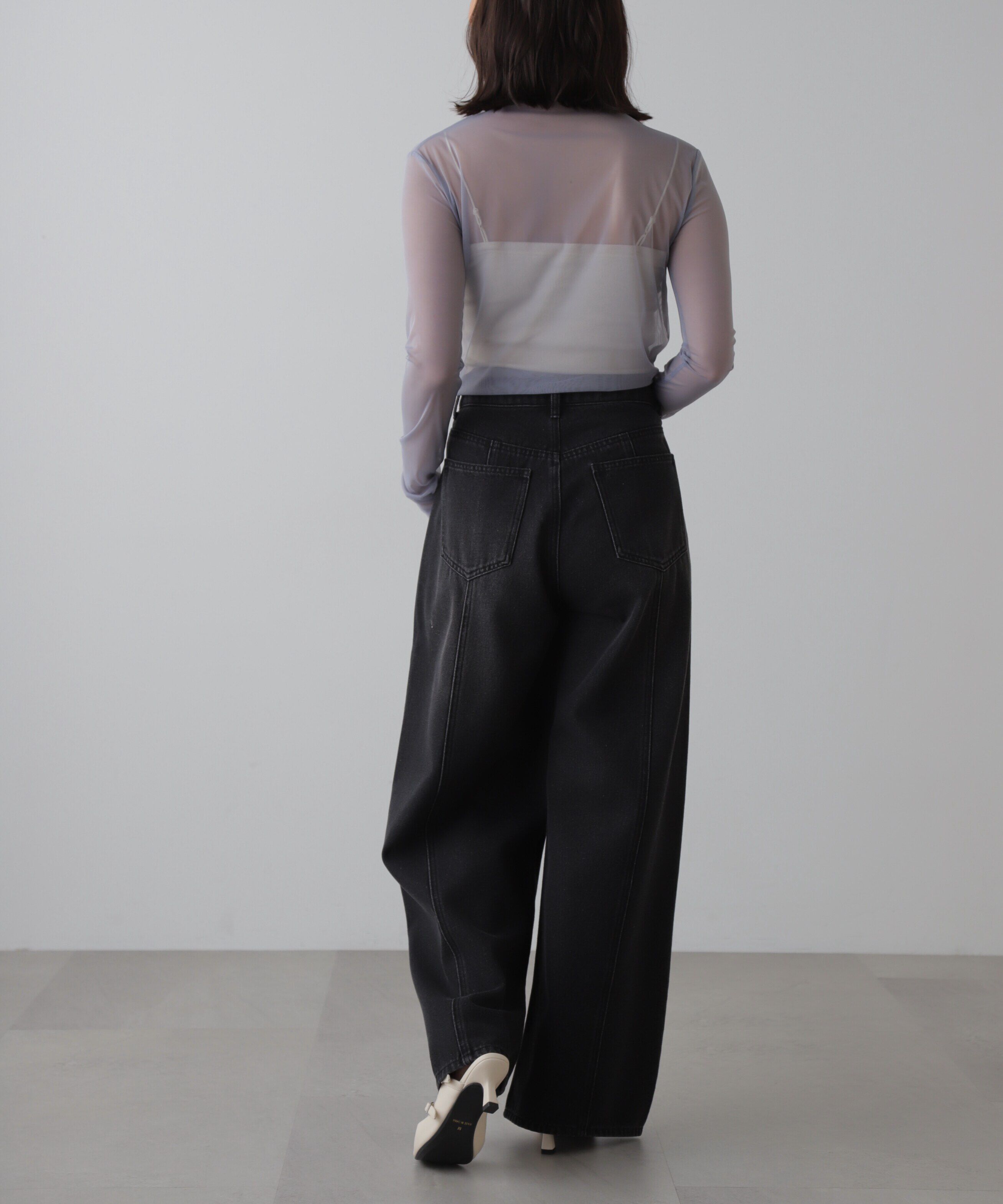  「アシメベルトタックワイドデニムパンツ」|その他|