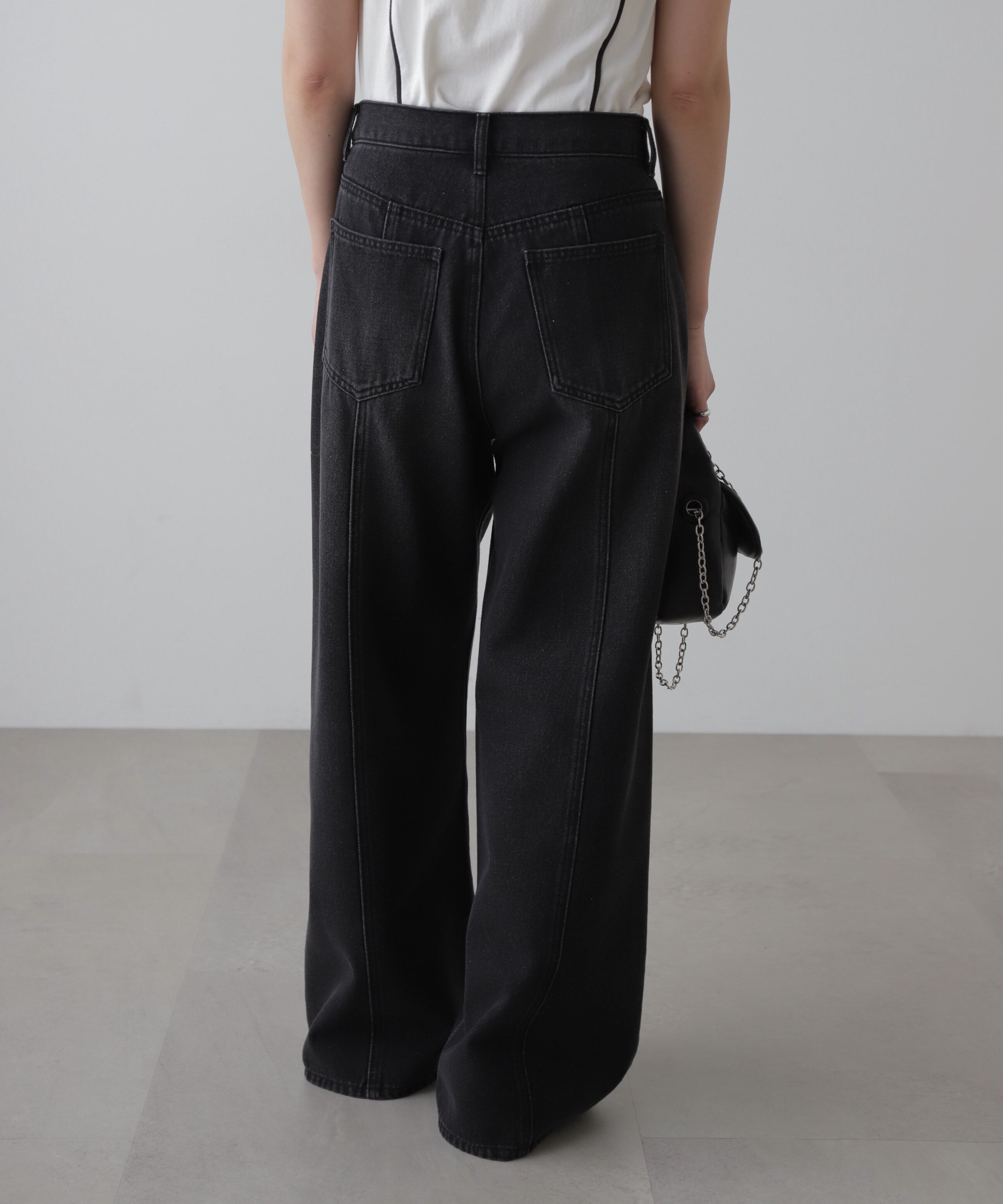  「アシメベルトタックワイドデニムパンツ」|その他|