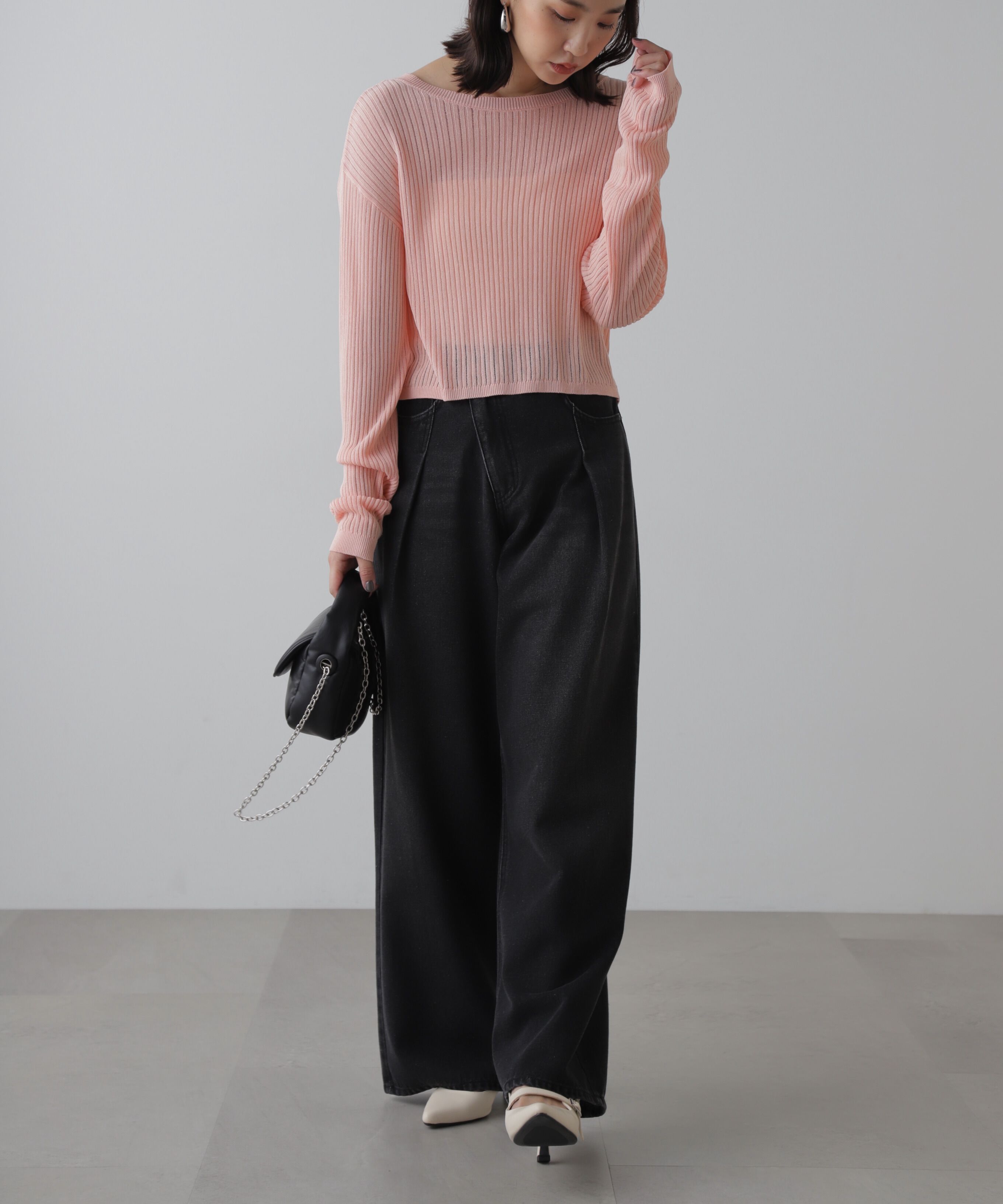  「アシメベルトタックワイドデニムパンツ」|その他|