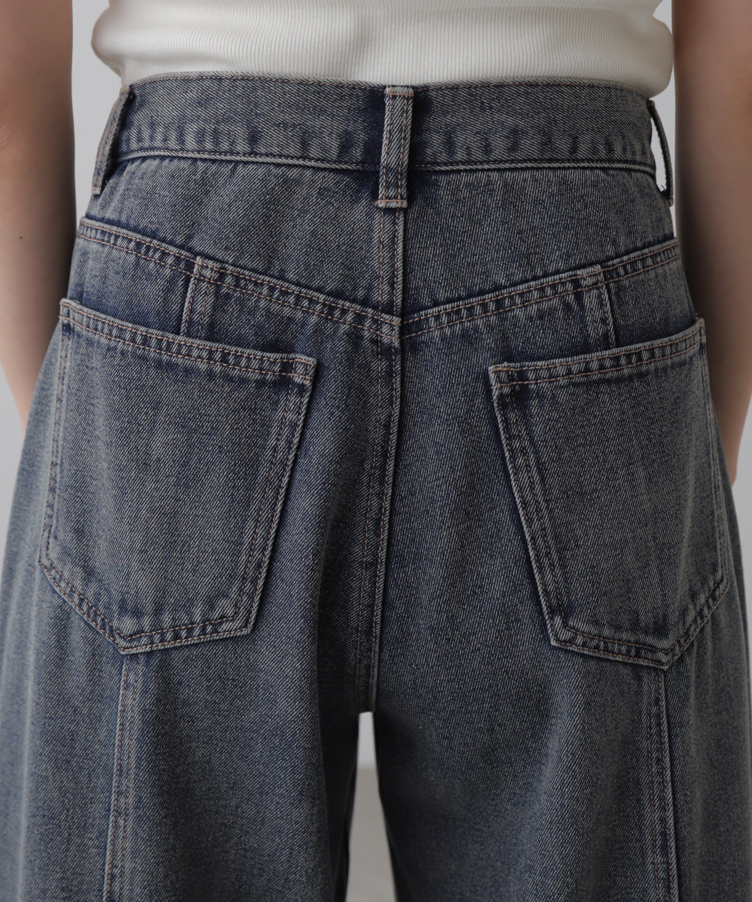  「アシメベルトタックワイドデニムパンツ」|その他|