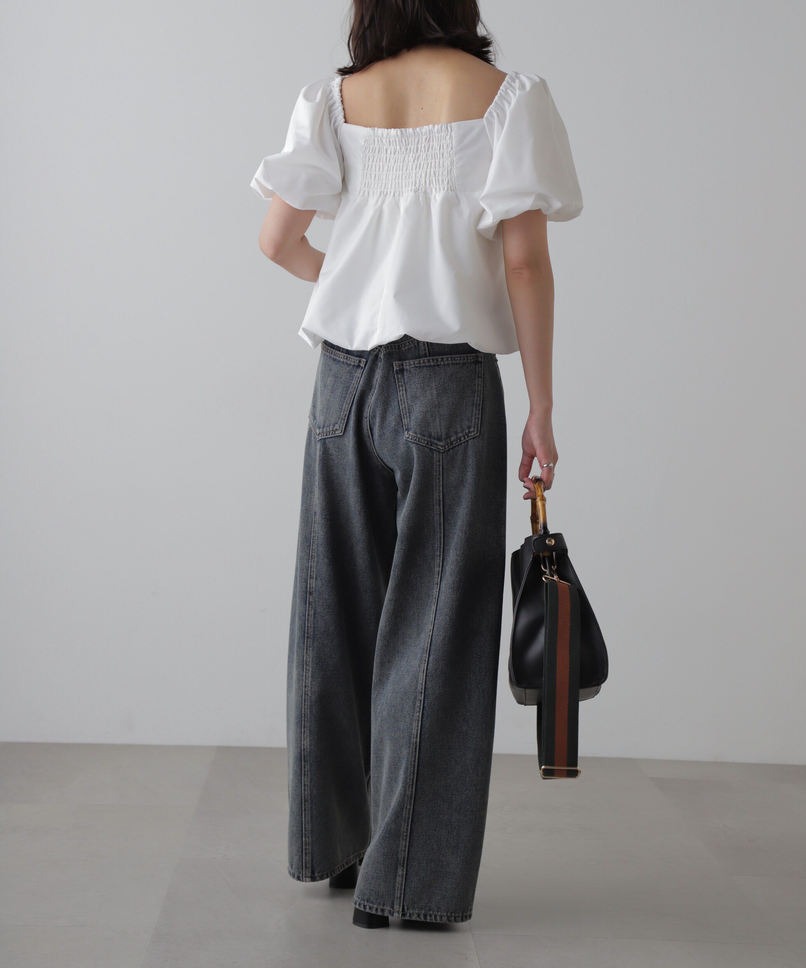  「アシメベルトタックワイドデニムパンツ」|その他|