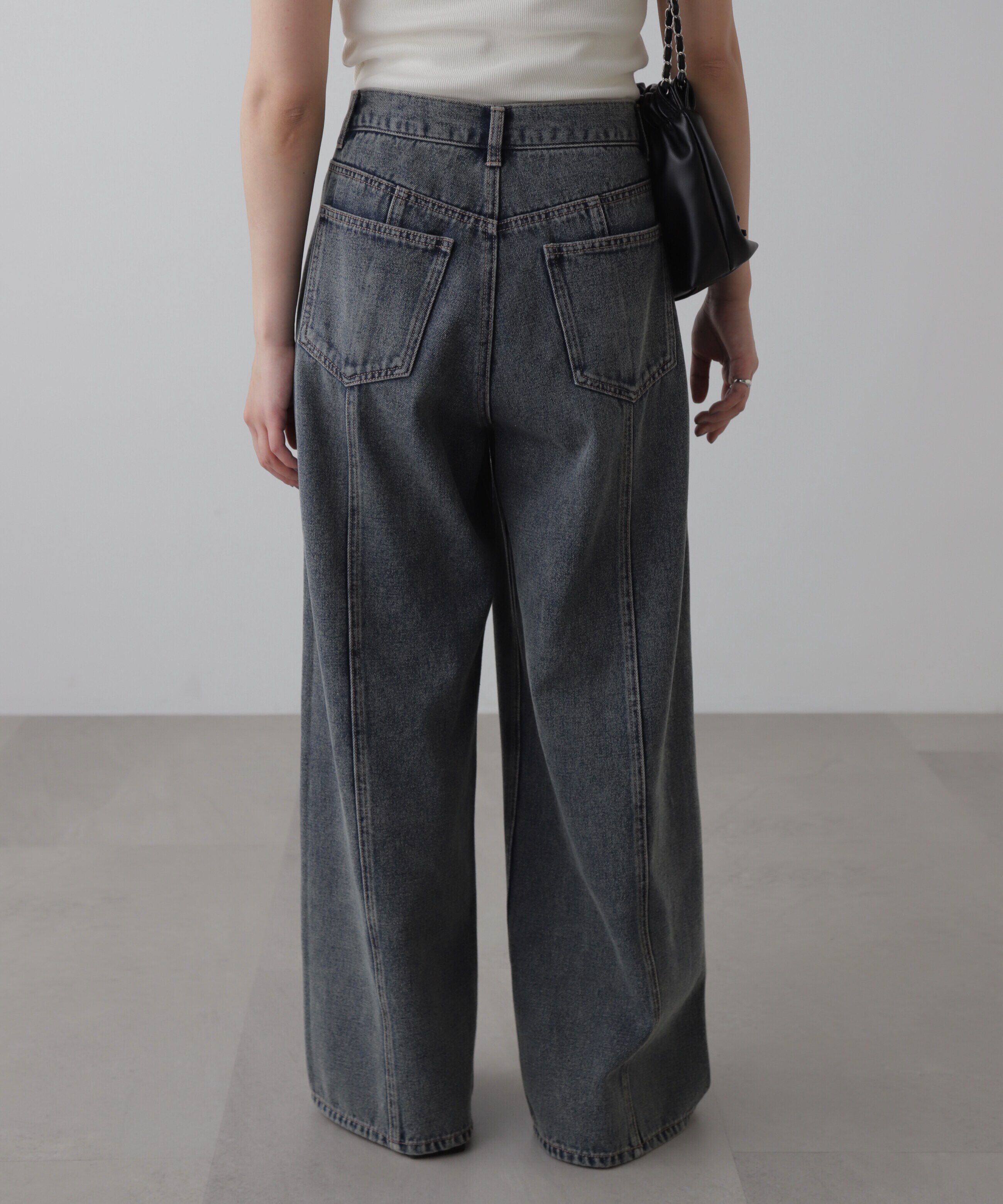  「アシメベルトタックワイドデニムパンツ」|その他|