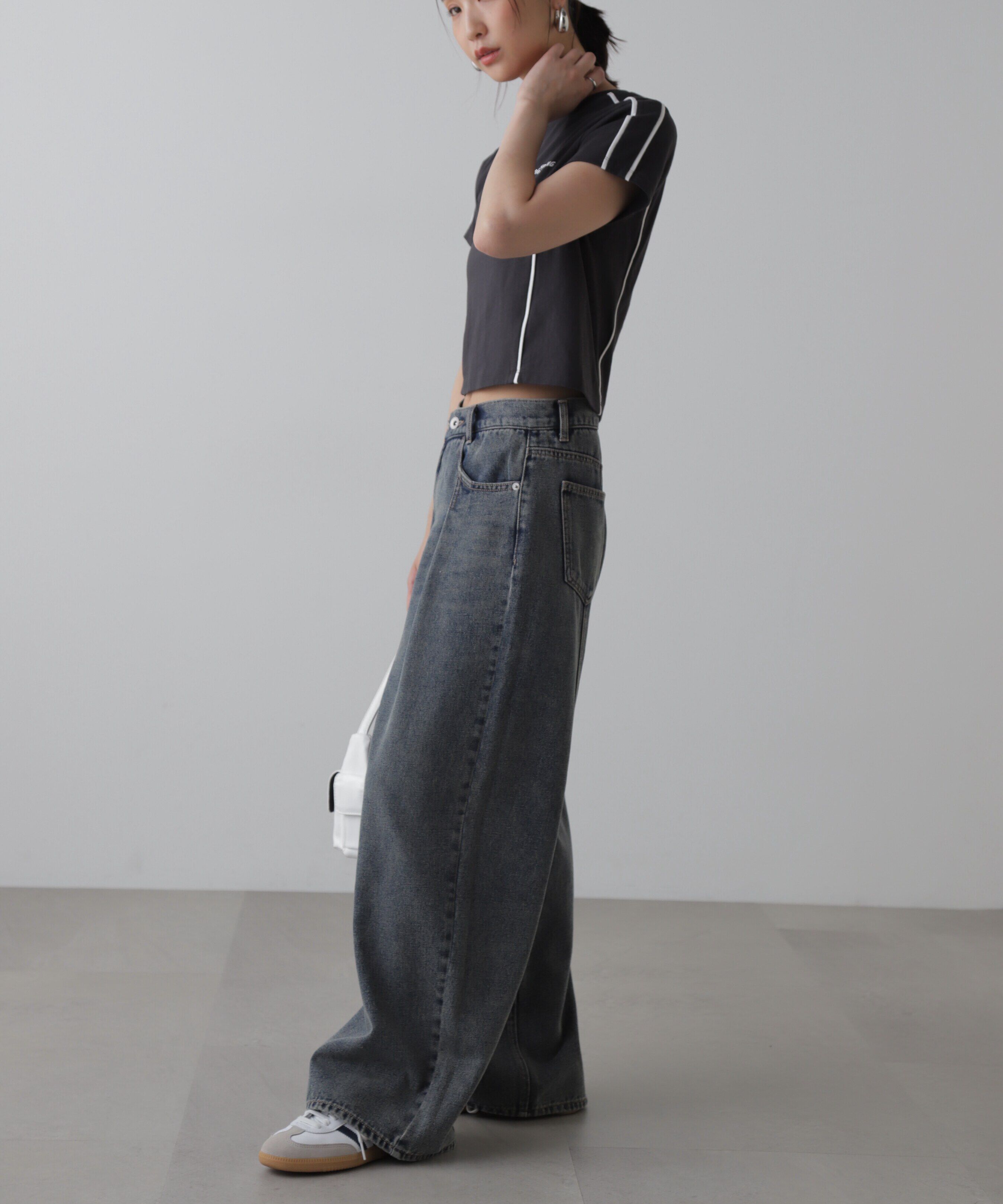  「アシメベルトタックワイドデニムパンツ」|その他|