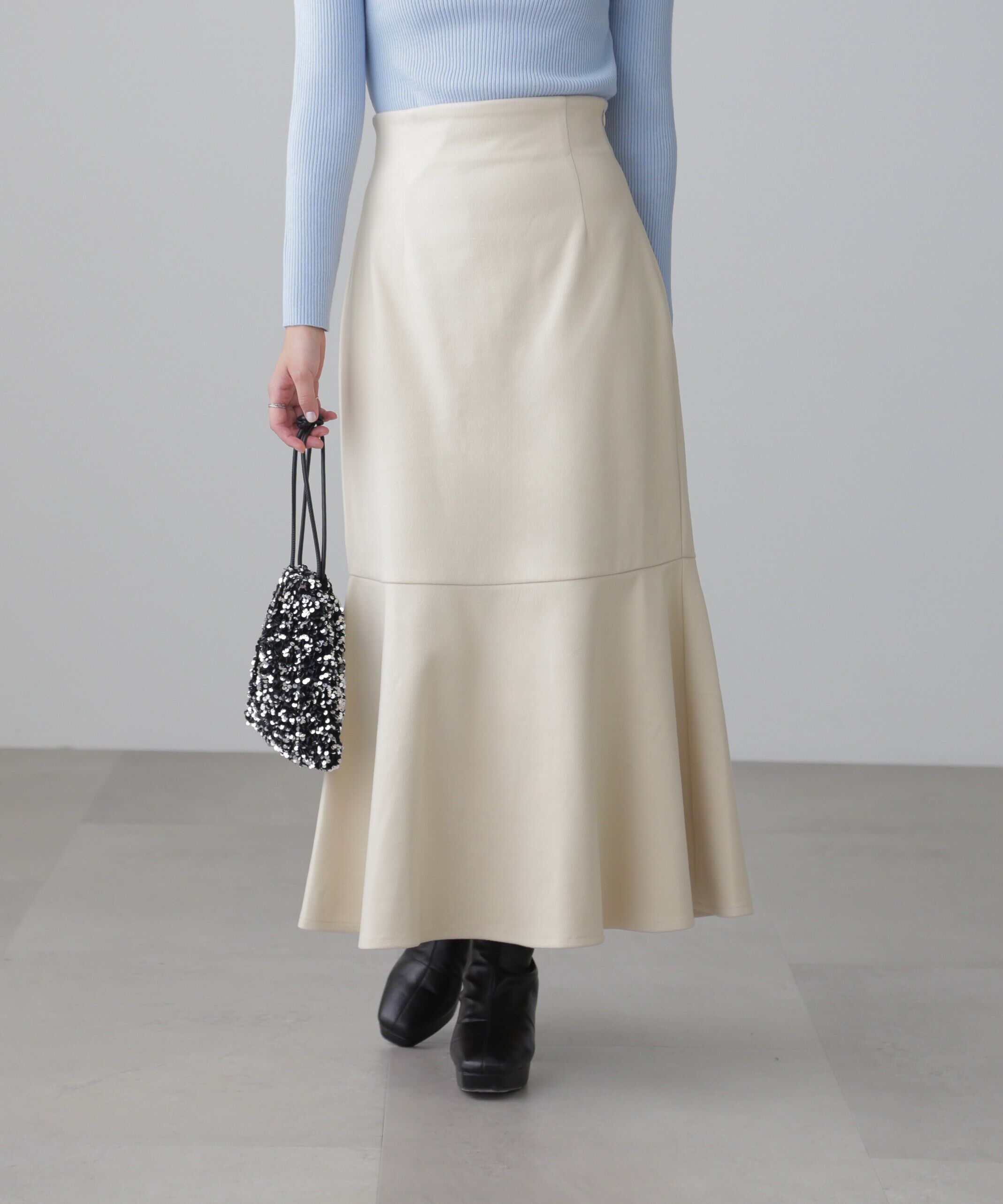  「起毛ストレッチマーメイドスカート」|スカート|オフホワイト