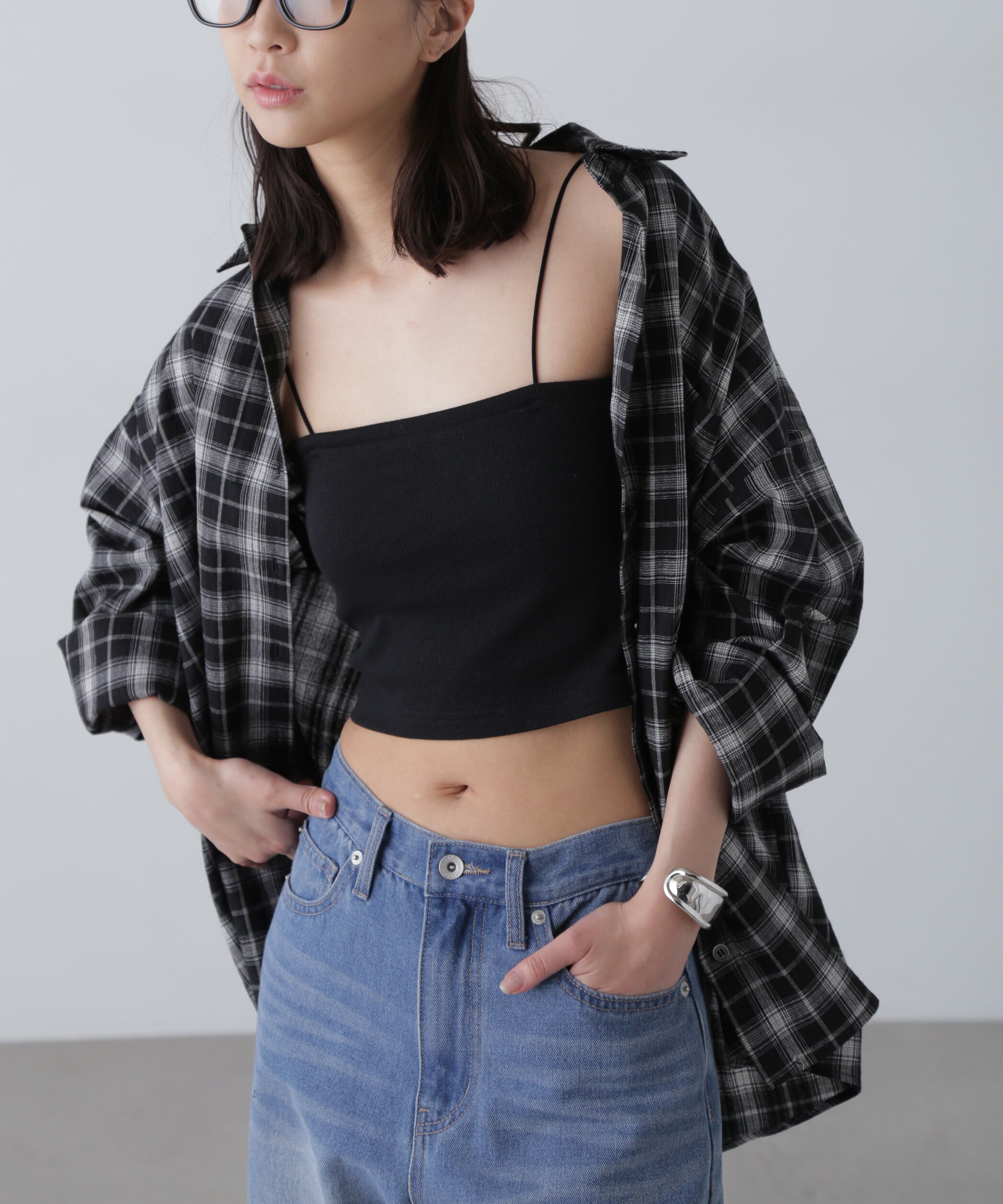  「カップ付きショート丈キャミソール」|Tシャツ・カットソー|