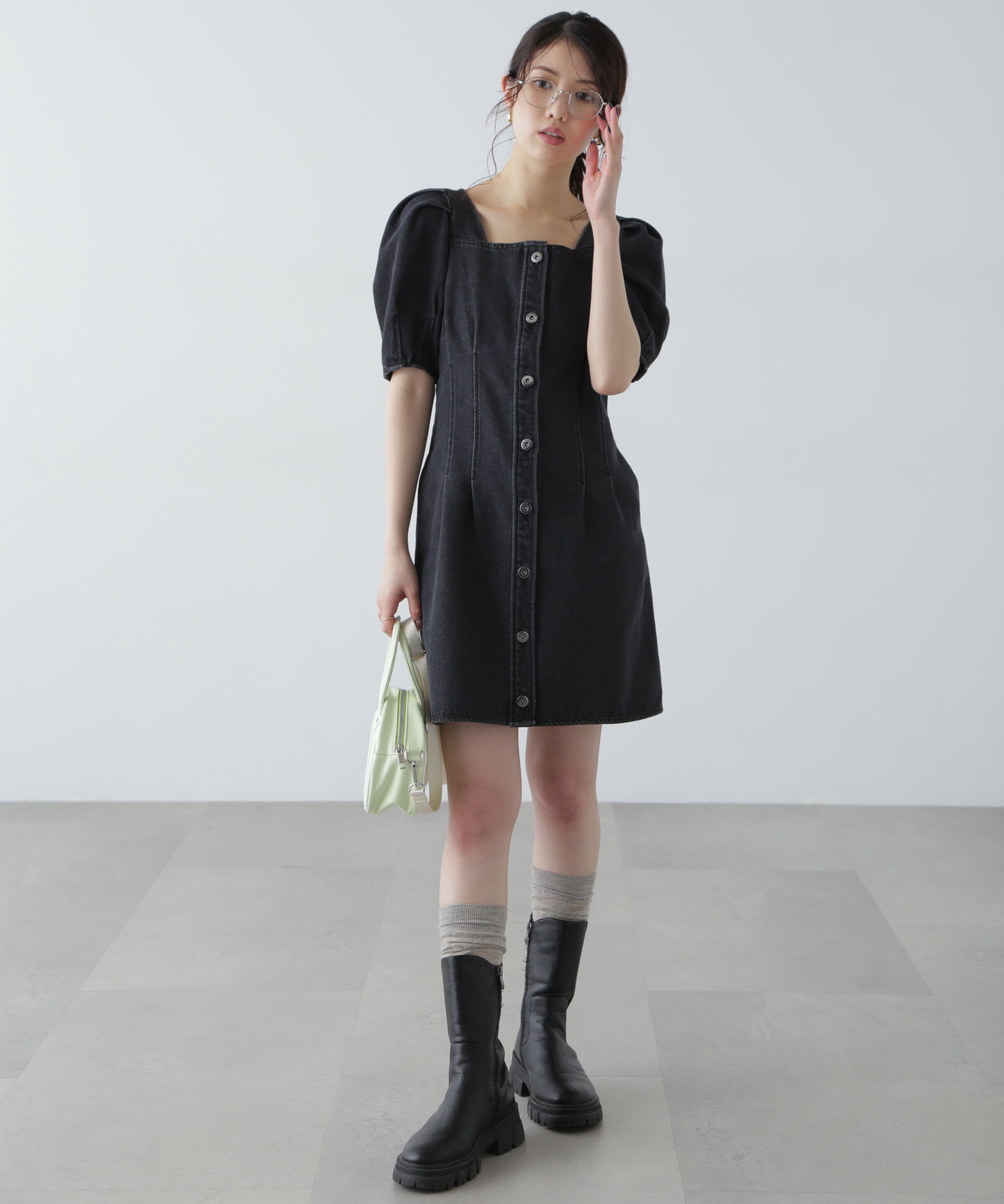  「デニムミニワンピース」|ワンピース|