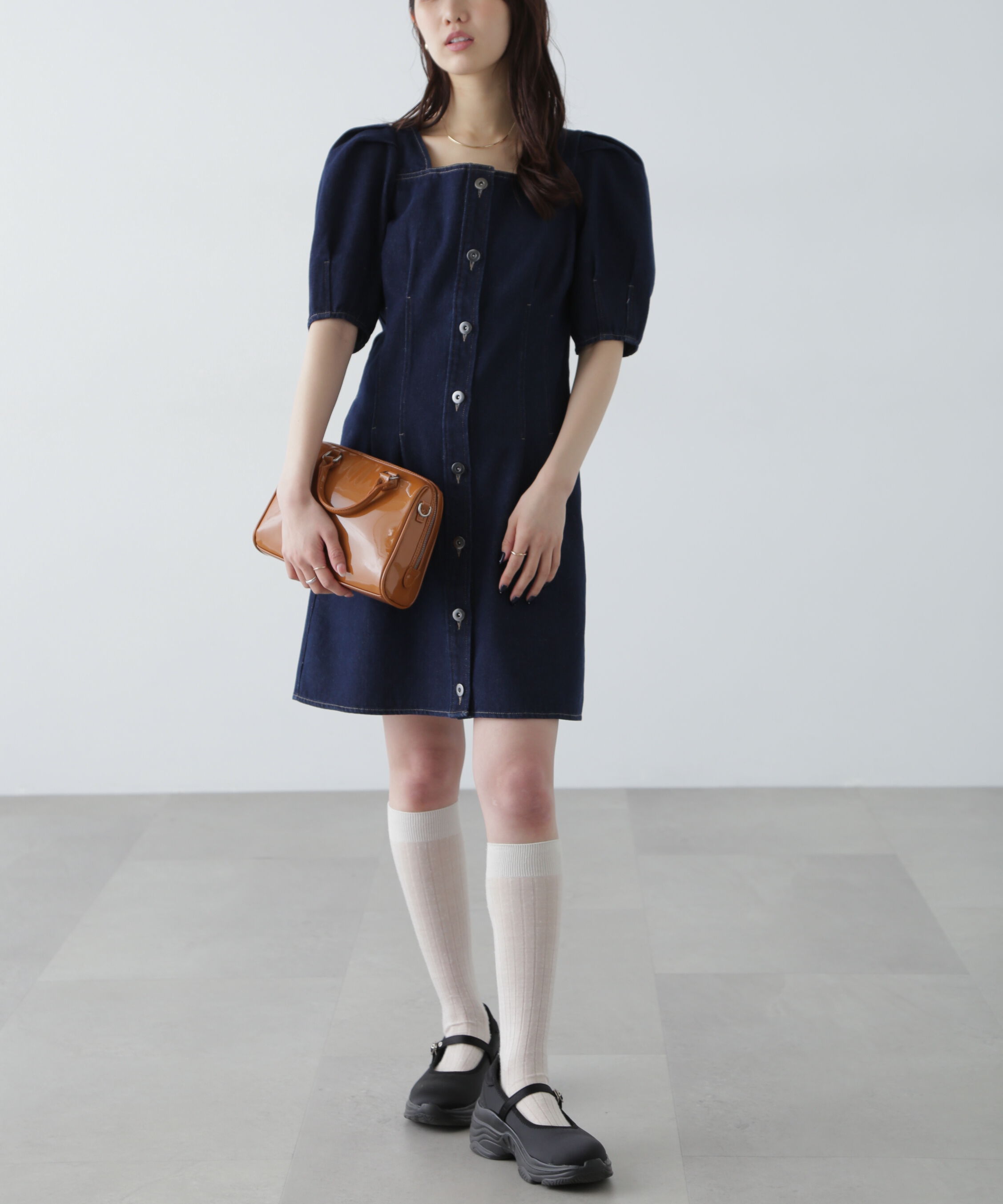  「デニムミニワンピース」|ワンピース|