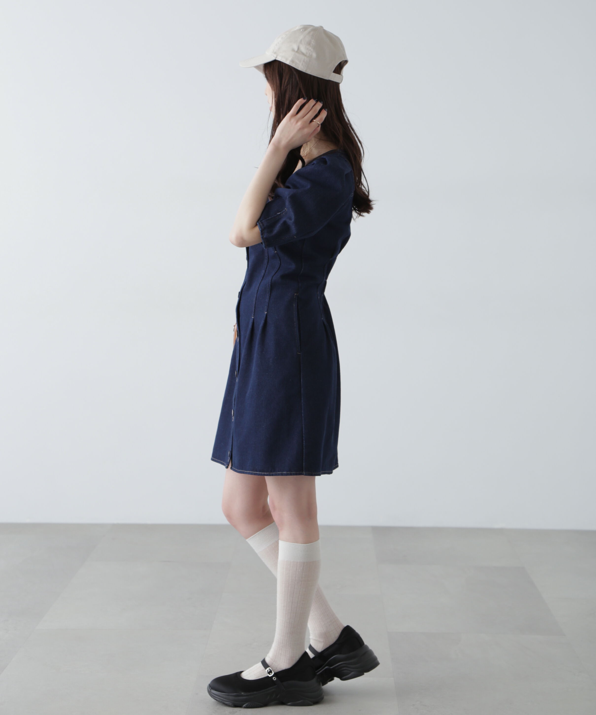  「デニムミニワンピース」|ワンピース|