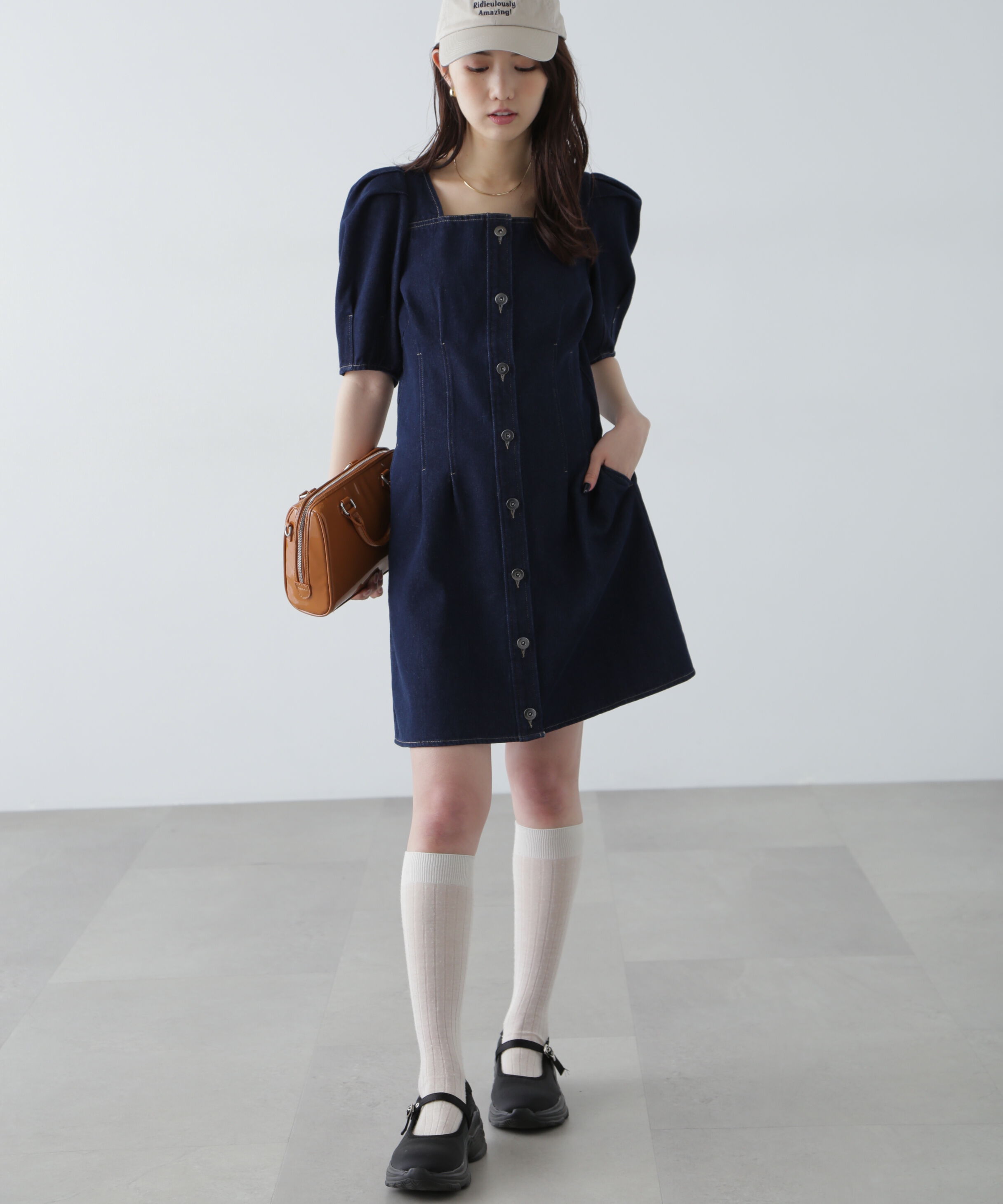  「デニムミニワンピース」|ワンピース|