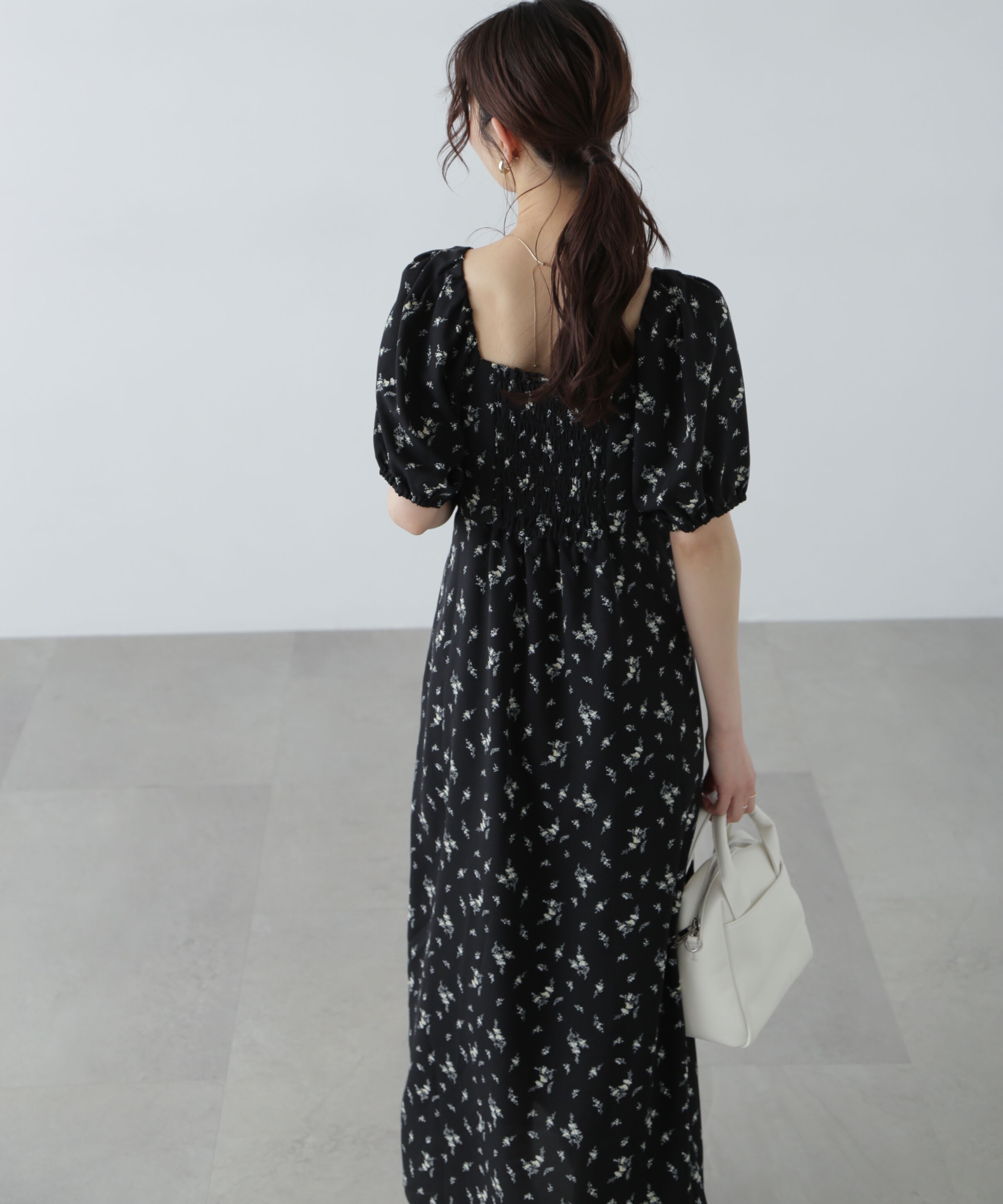  「フラワープリントパフスリーブワンピース」|ワンピース|