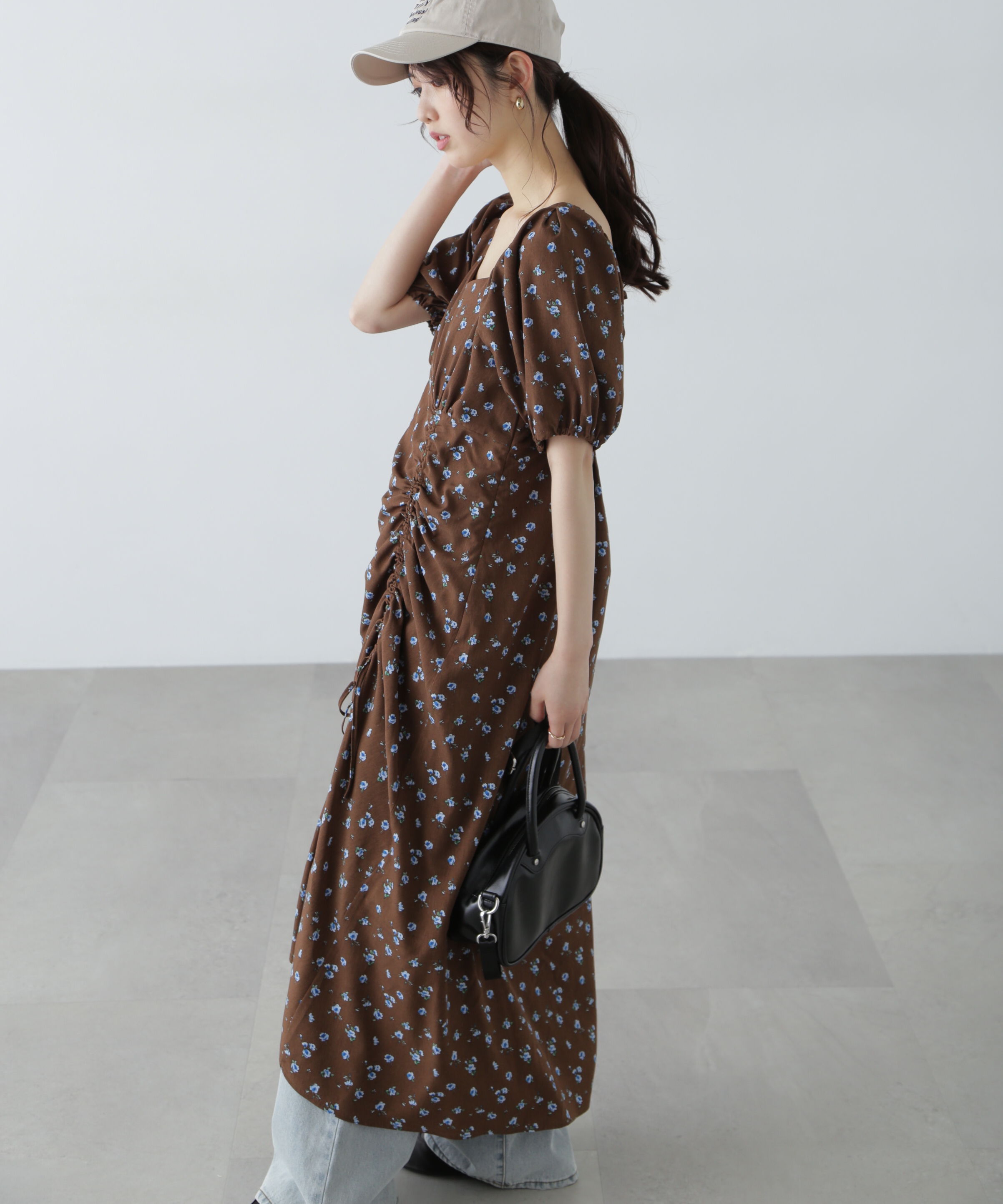  「フラワープリントパフスリーブワンピース」|ワンピース|