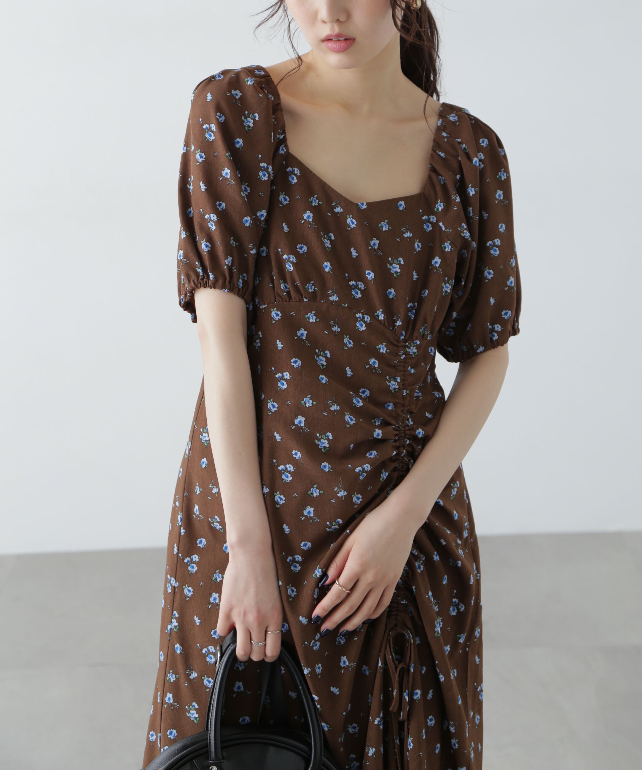  「フラワープリントパフスリーブワンピース」|ワンピース|