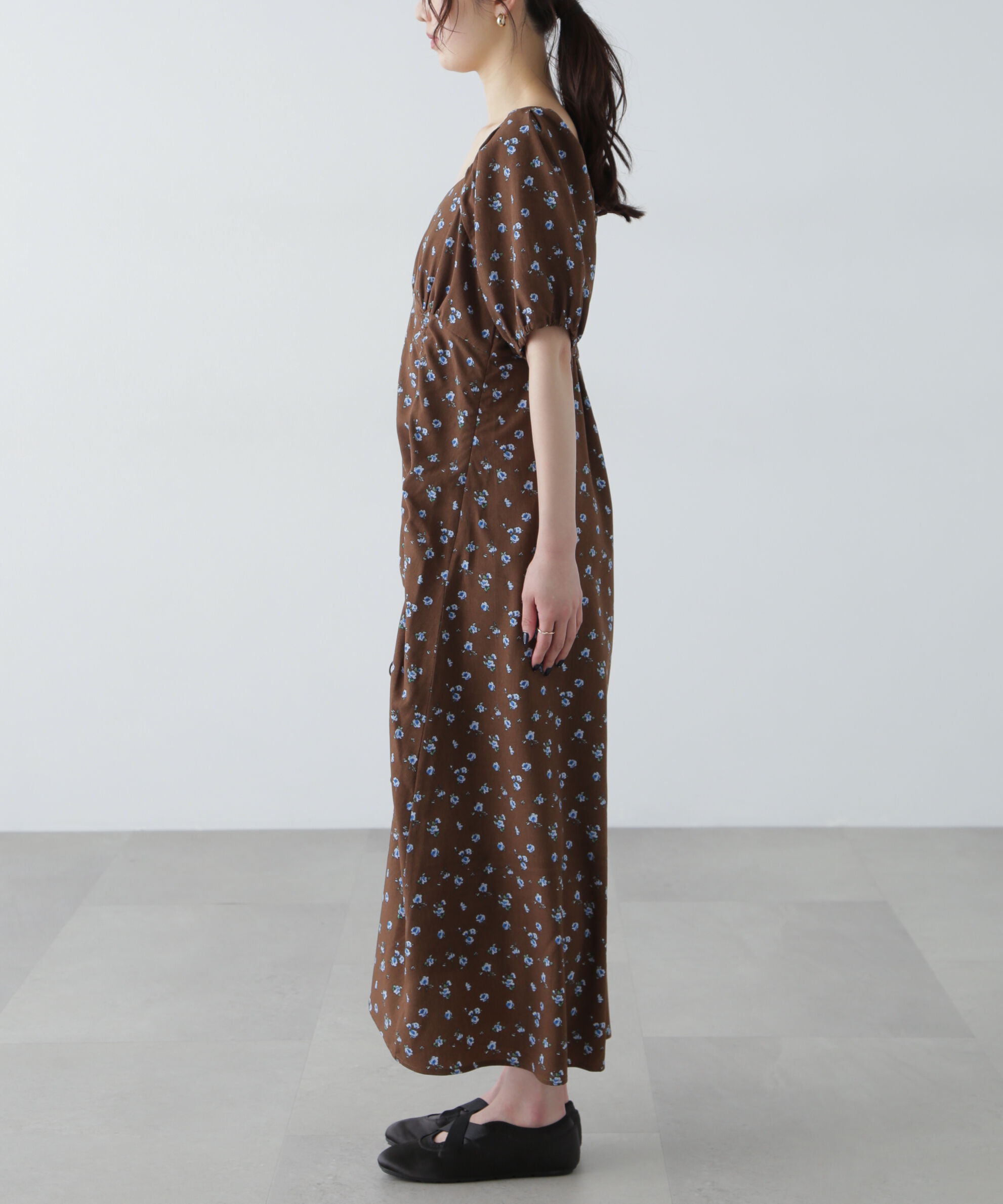  「フラワープリントパフスリーブワンピース」|ワンピース|