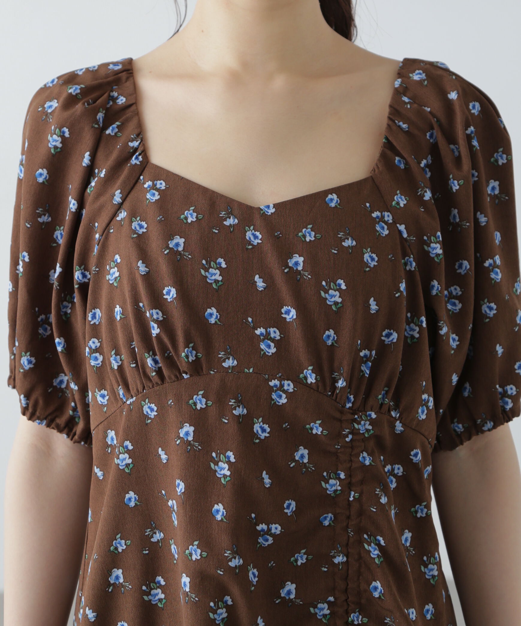  「フラワープリントパフスリーブワンピース」|ワンピース|