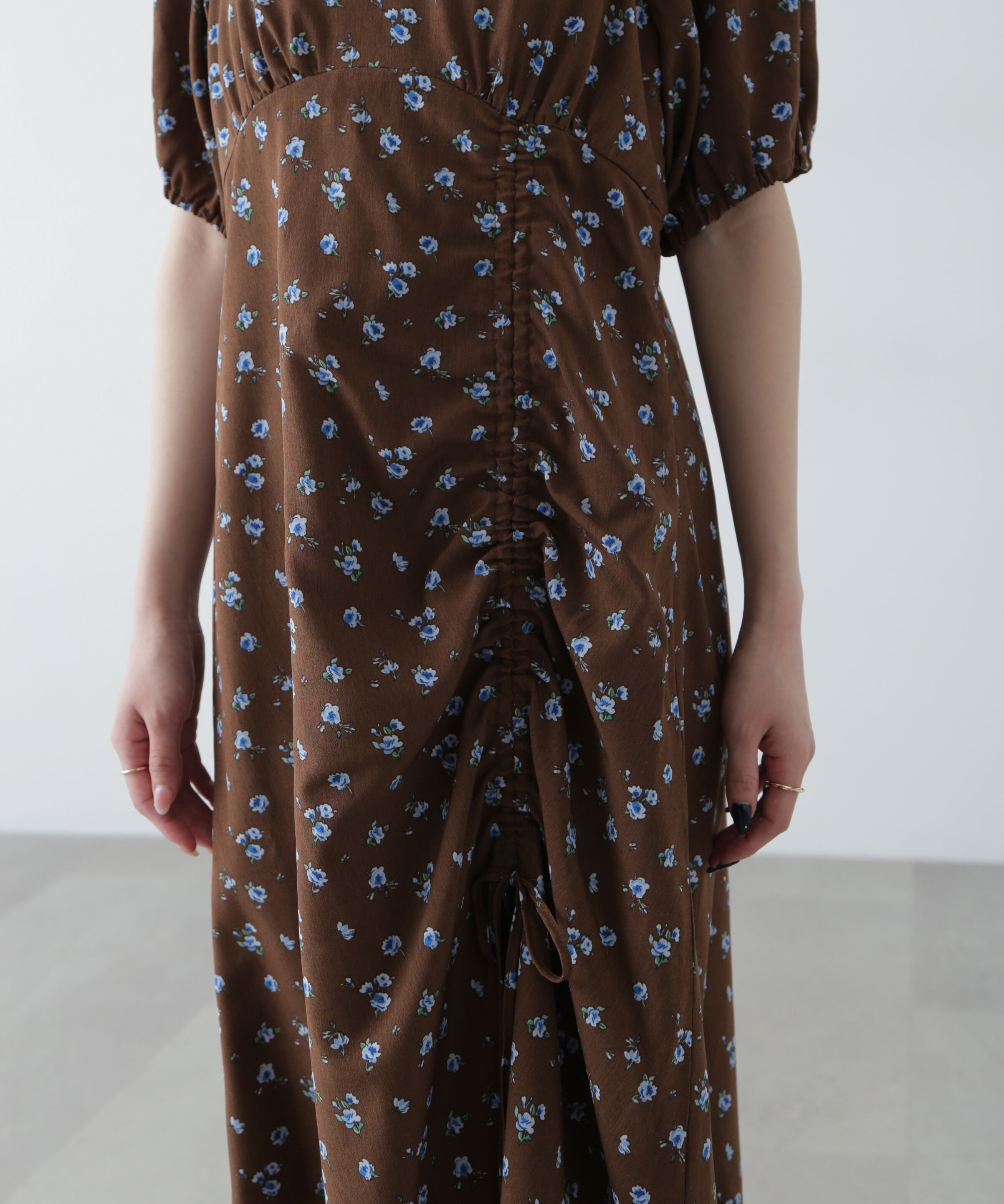  「フラワープリントパフスリーブワンピース」|ワンピース|