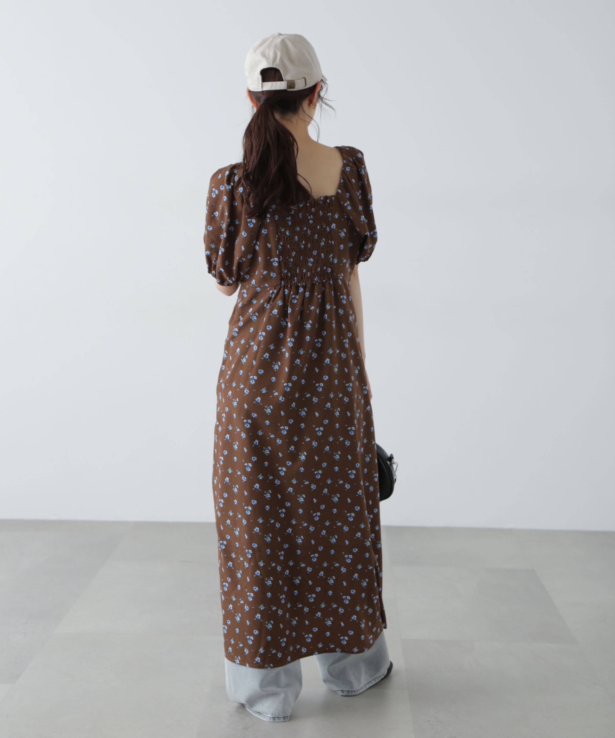  「フラワープリントパフスリーブワンピース」|ワンピース|