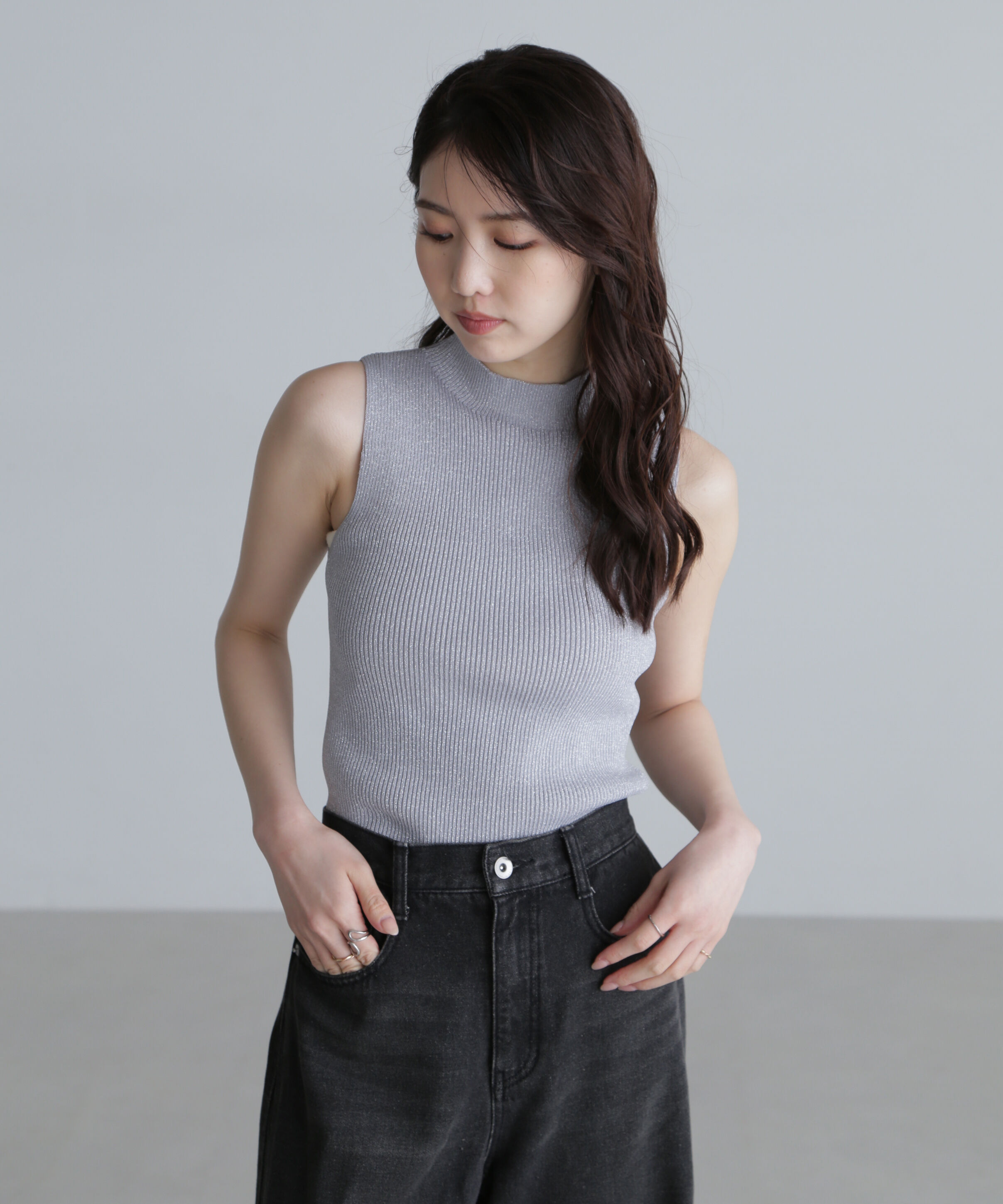  「ラメノースリーブニット」|ニット・セーター|