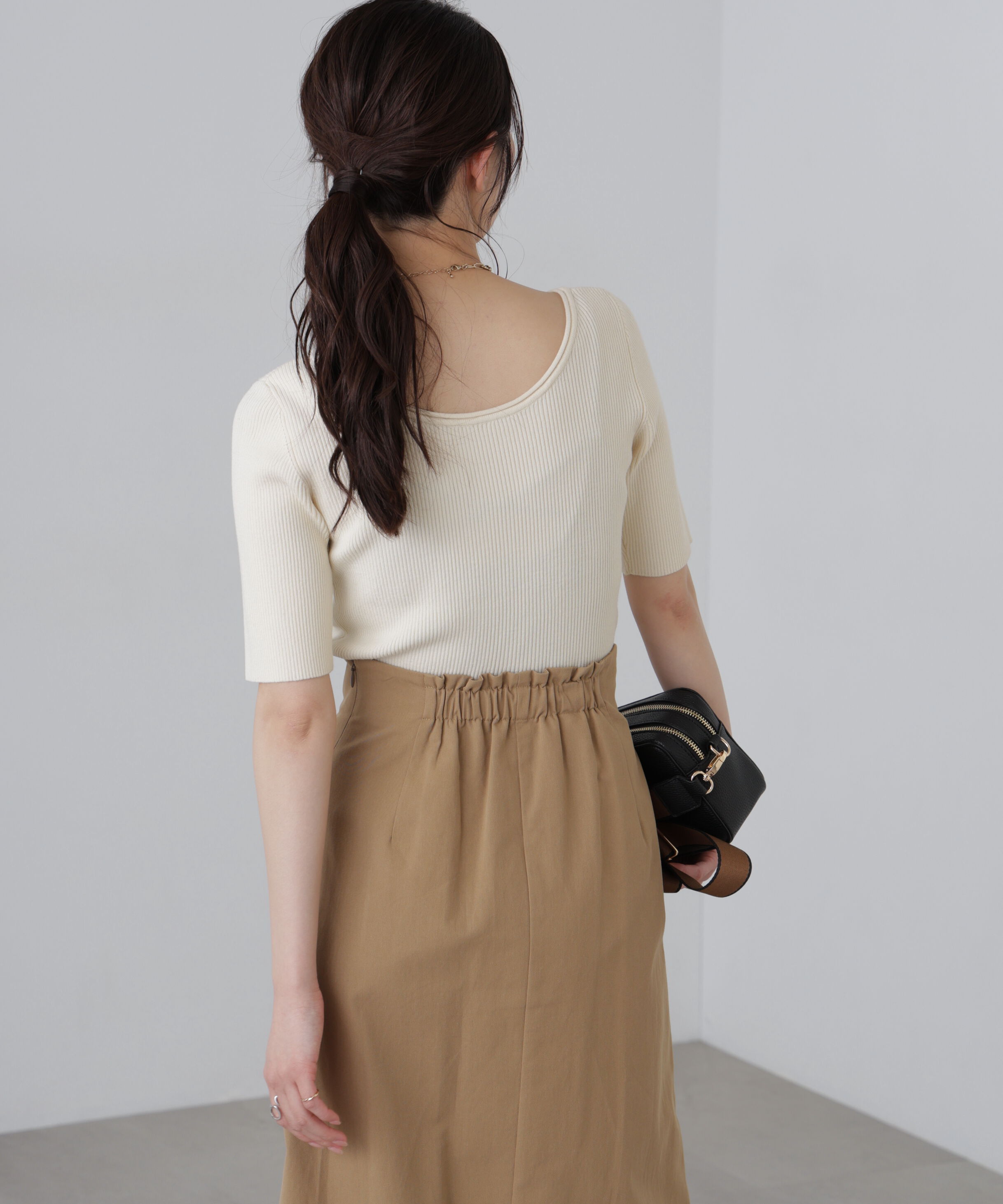  「〈洗える〉マシンウォッシャブル前後２ＷＡＹ５分袖ニット」|ニット・セーター|