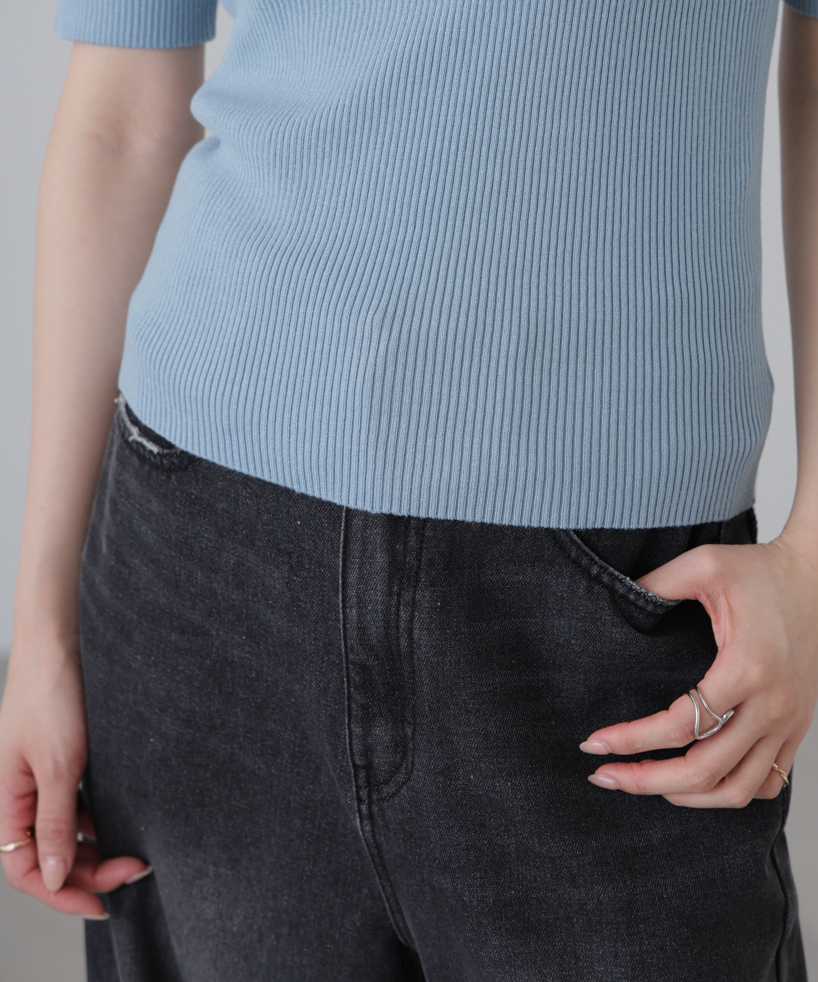  「〈洗える〉マシンウォッシャブル前後２ＷＡＹ５分袖ニット」|ニット・セーター|